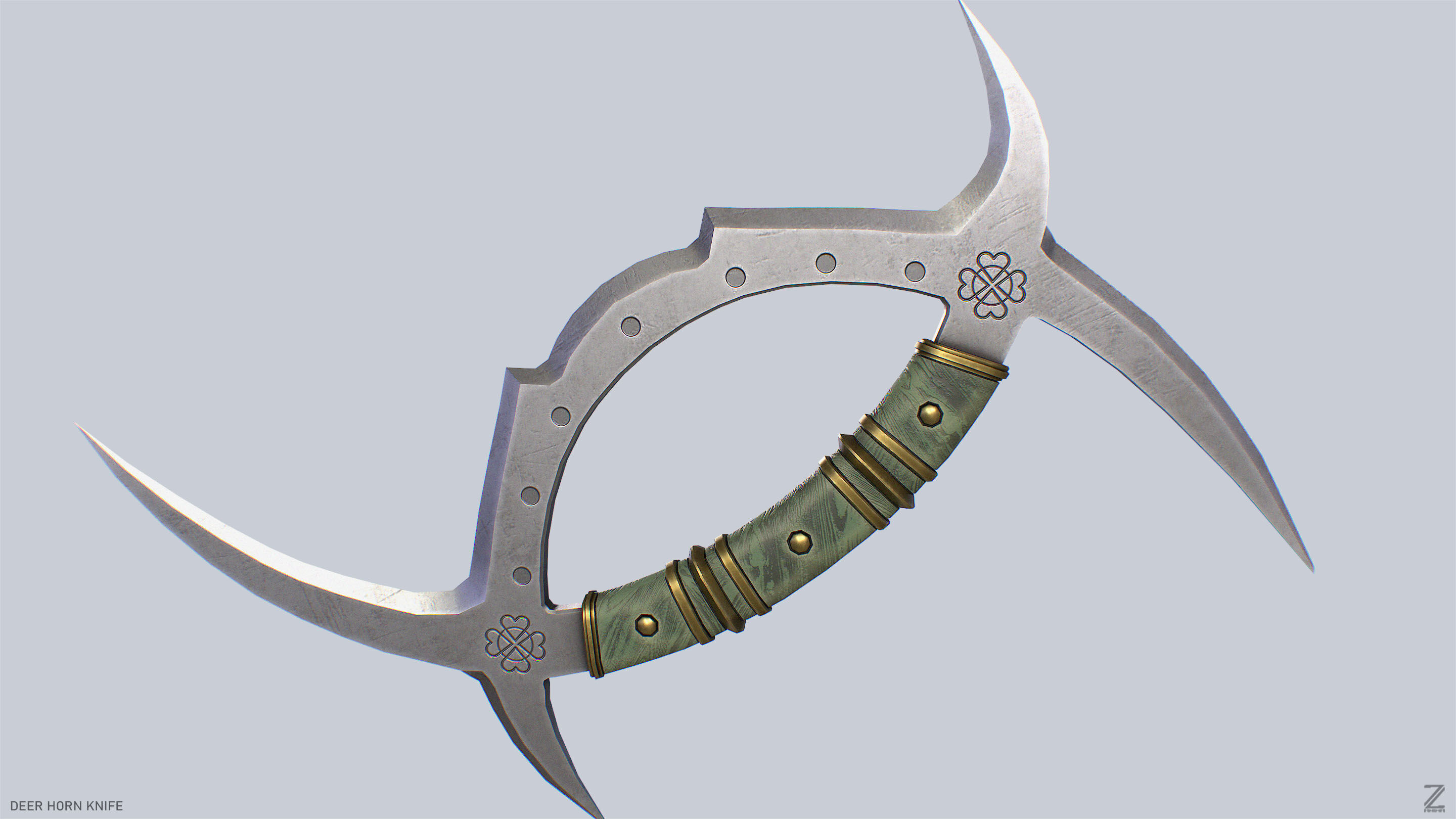 Deer horn knife Low-poly 3D model_5