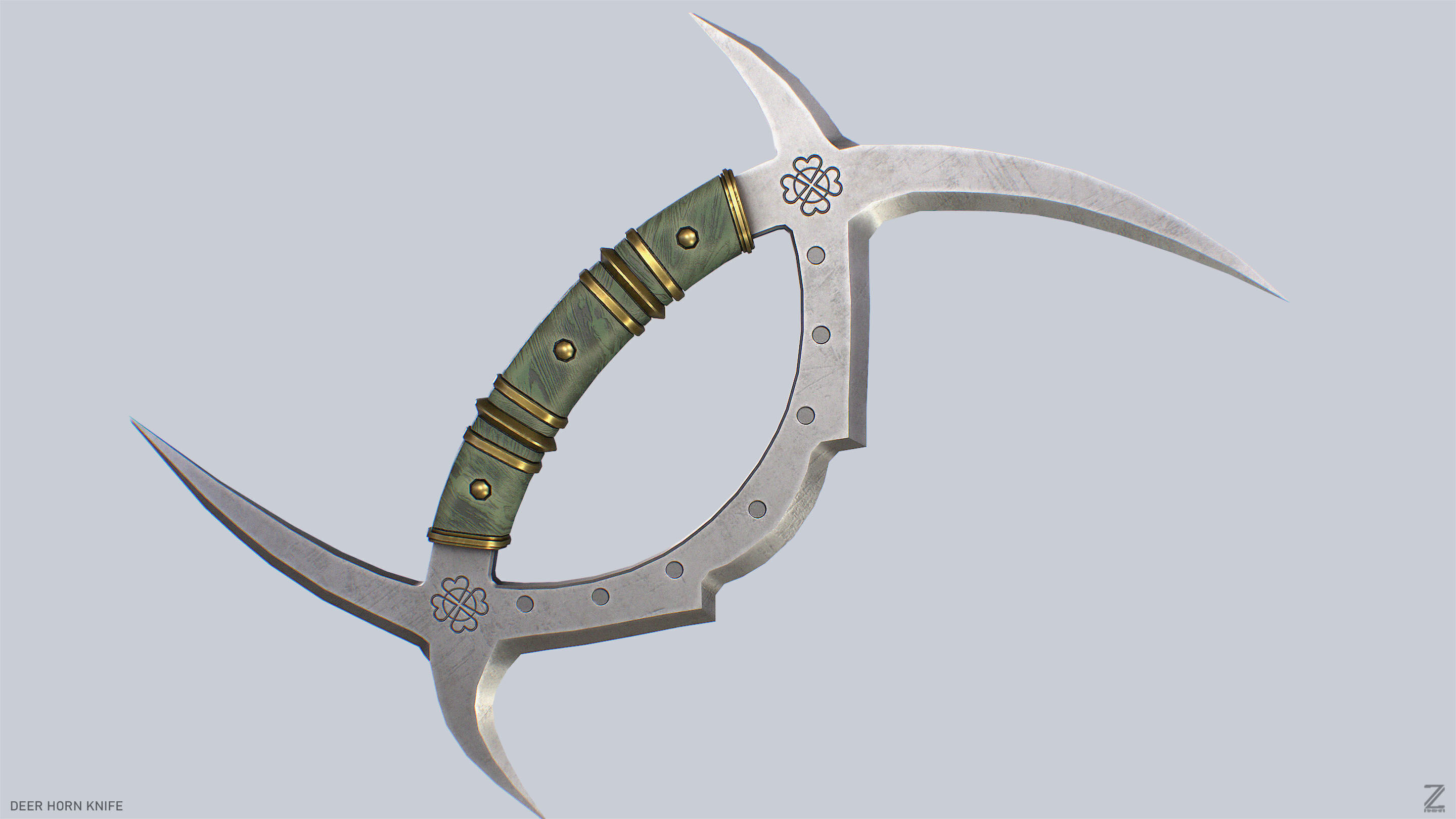 Deer horn knife Low-poly 3D model_6