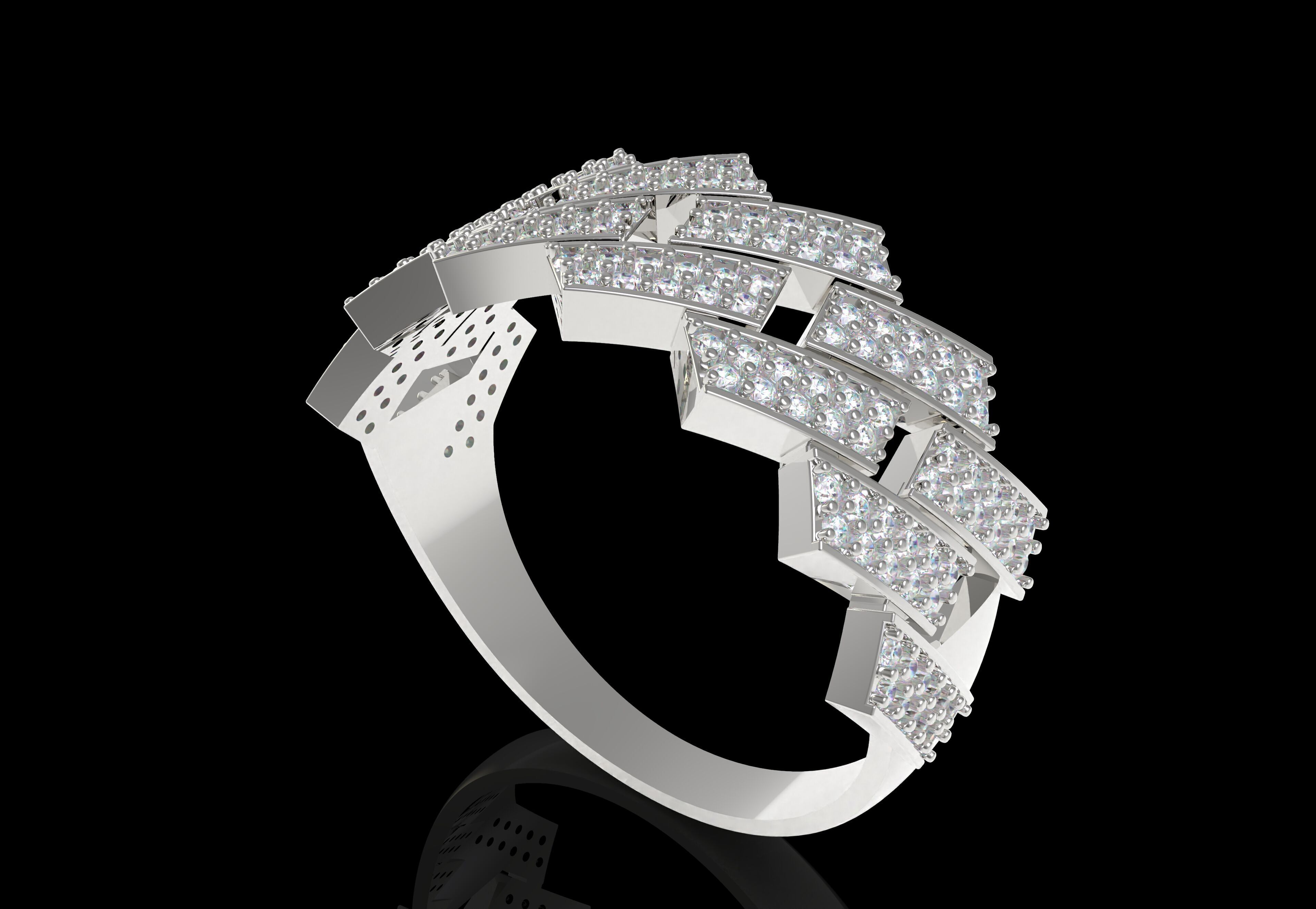Cuban Link Diamond Ring 3D print model_27