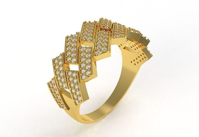 Cuban Link Diamond Ring 3D print model