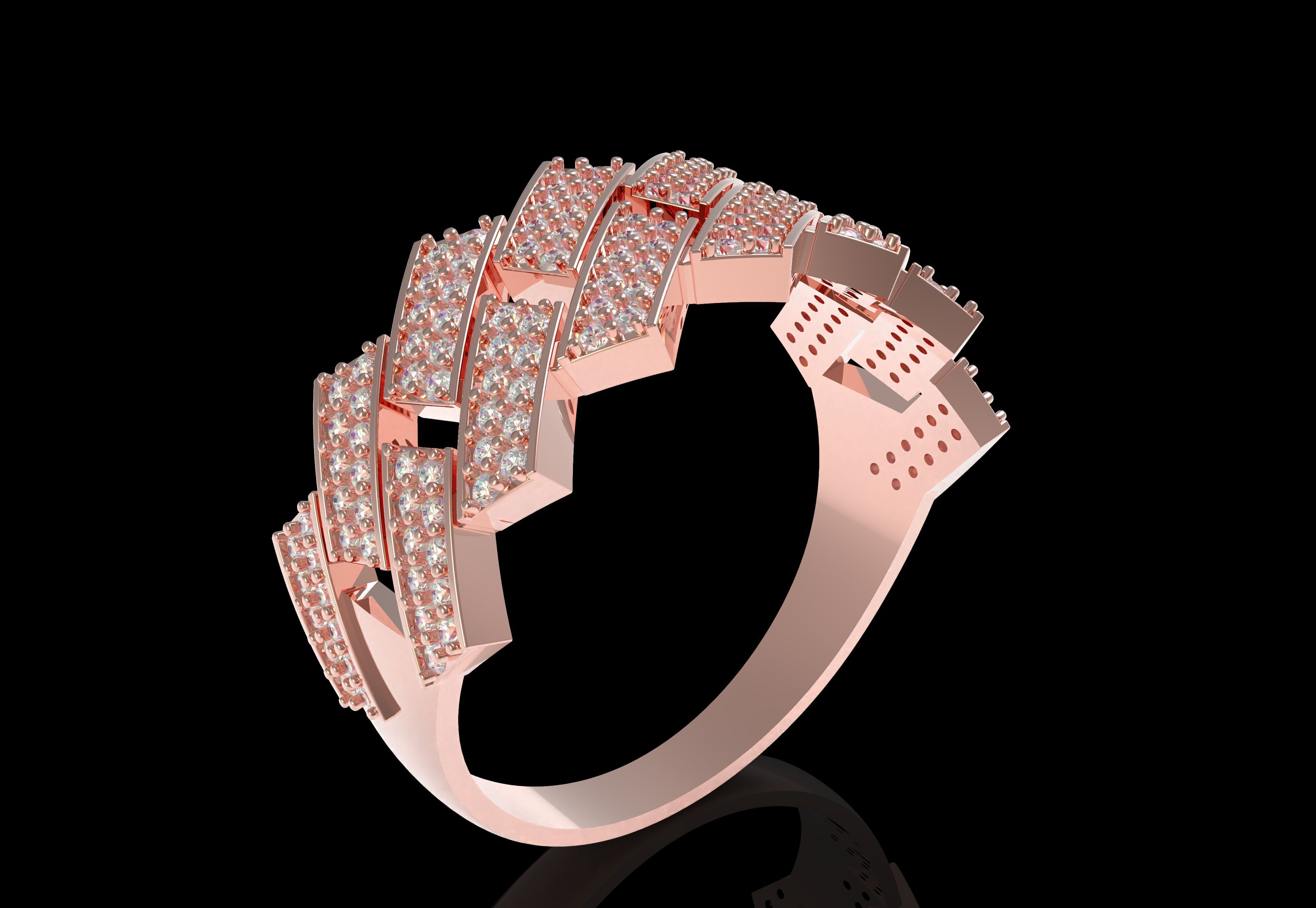 Cuban Link Diamond Ring 3D print model_11