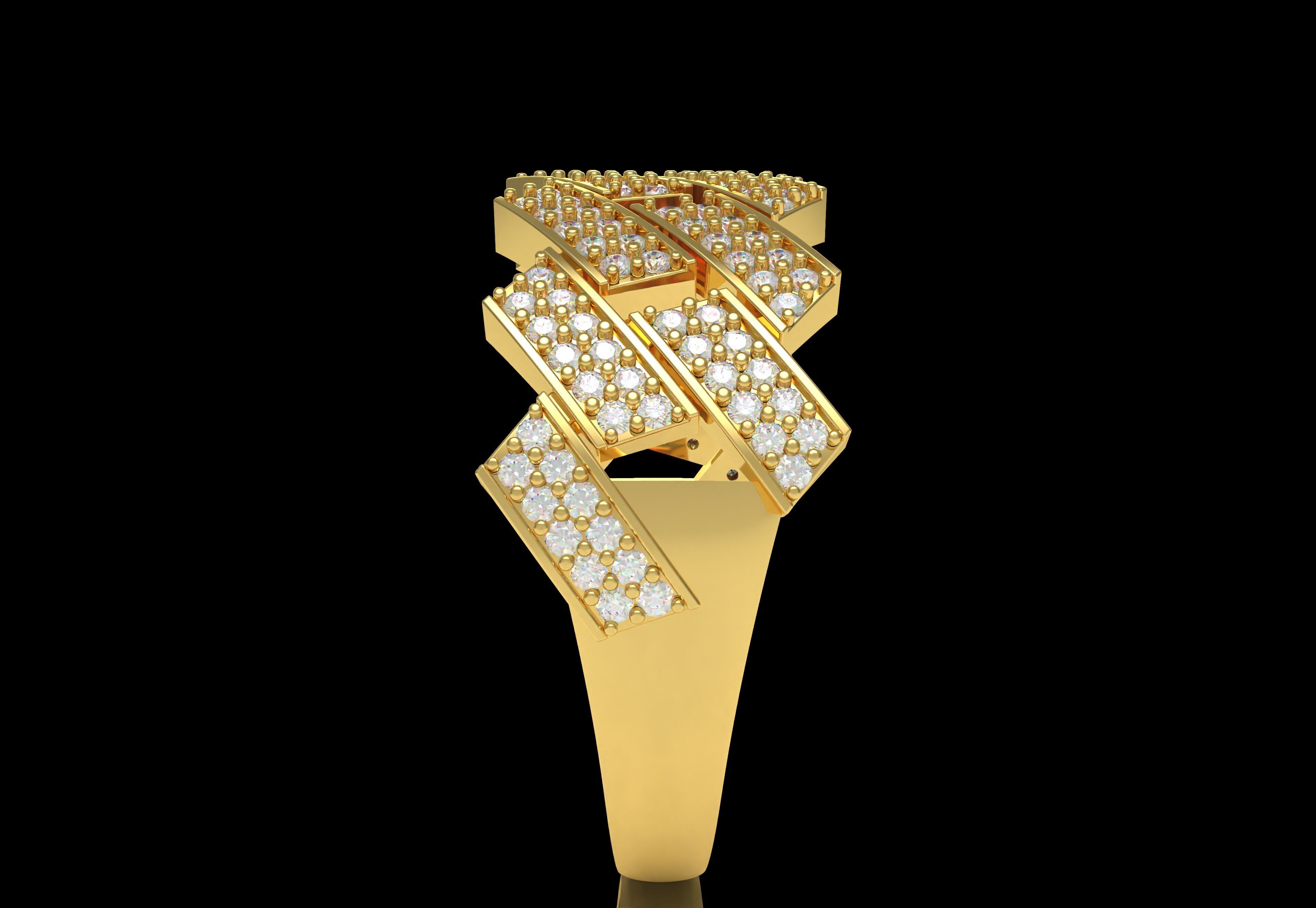 Cuban Link Diamond Ring 3D print model_8