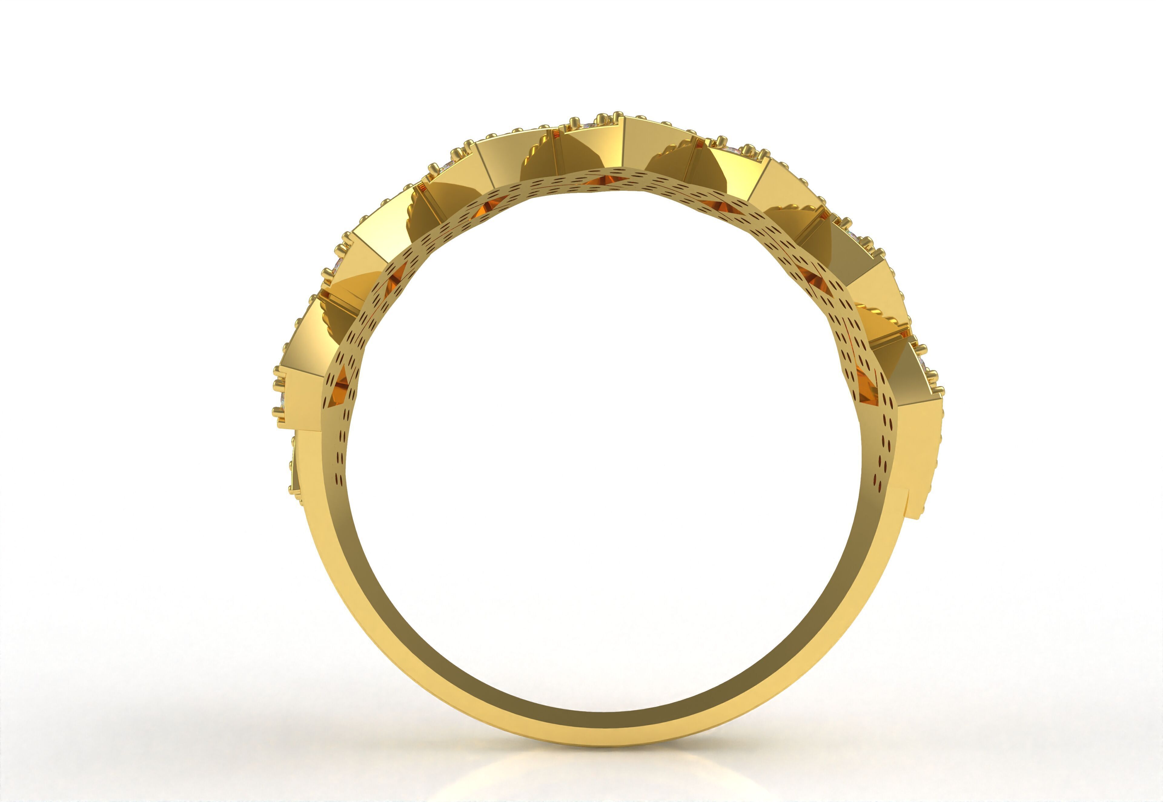 Cuban Link Diamond Ring 3D print model_3