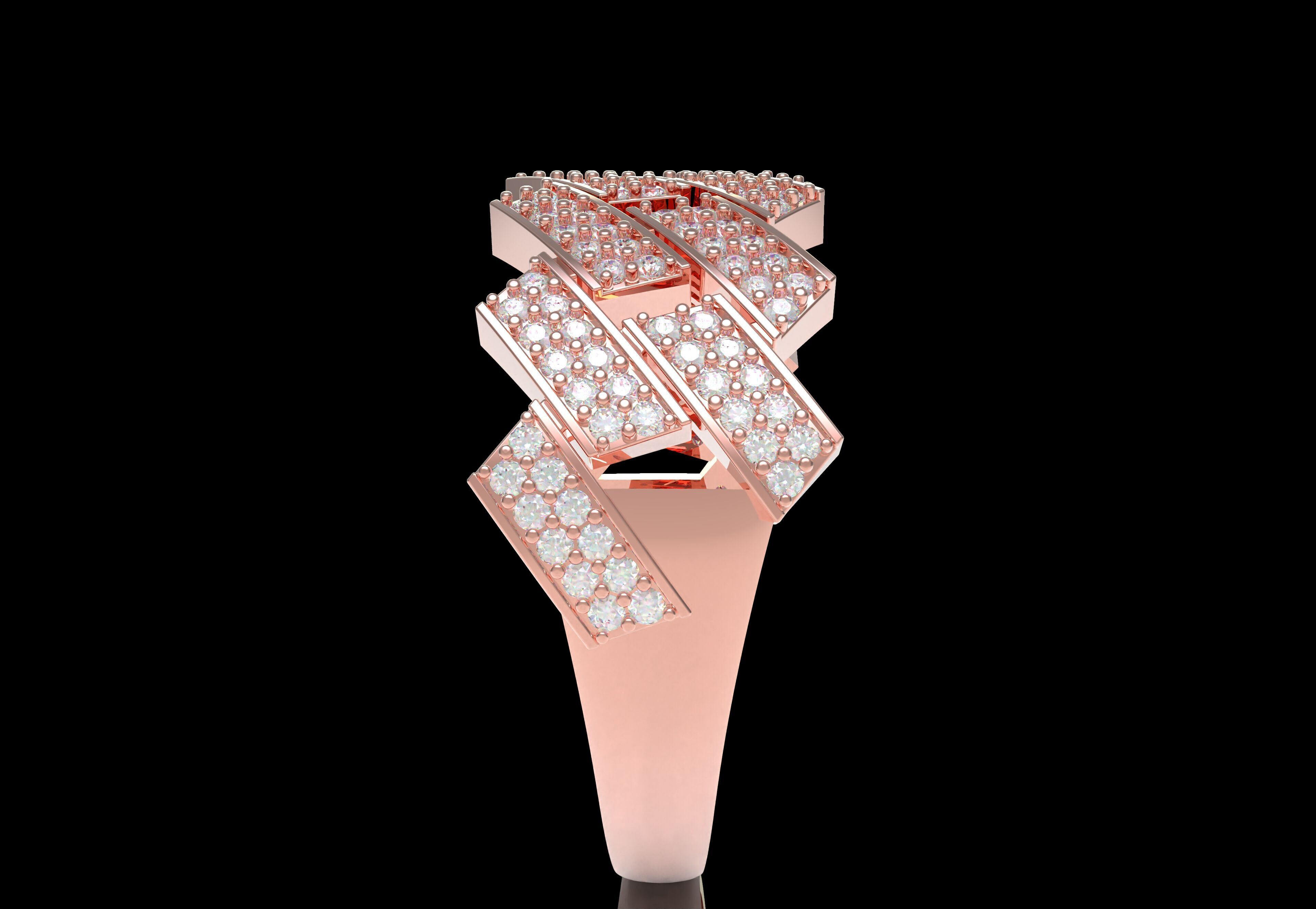 Cuban Link Diamond Ring 3D print model_13