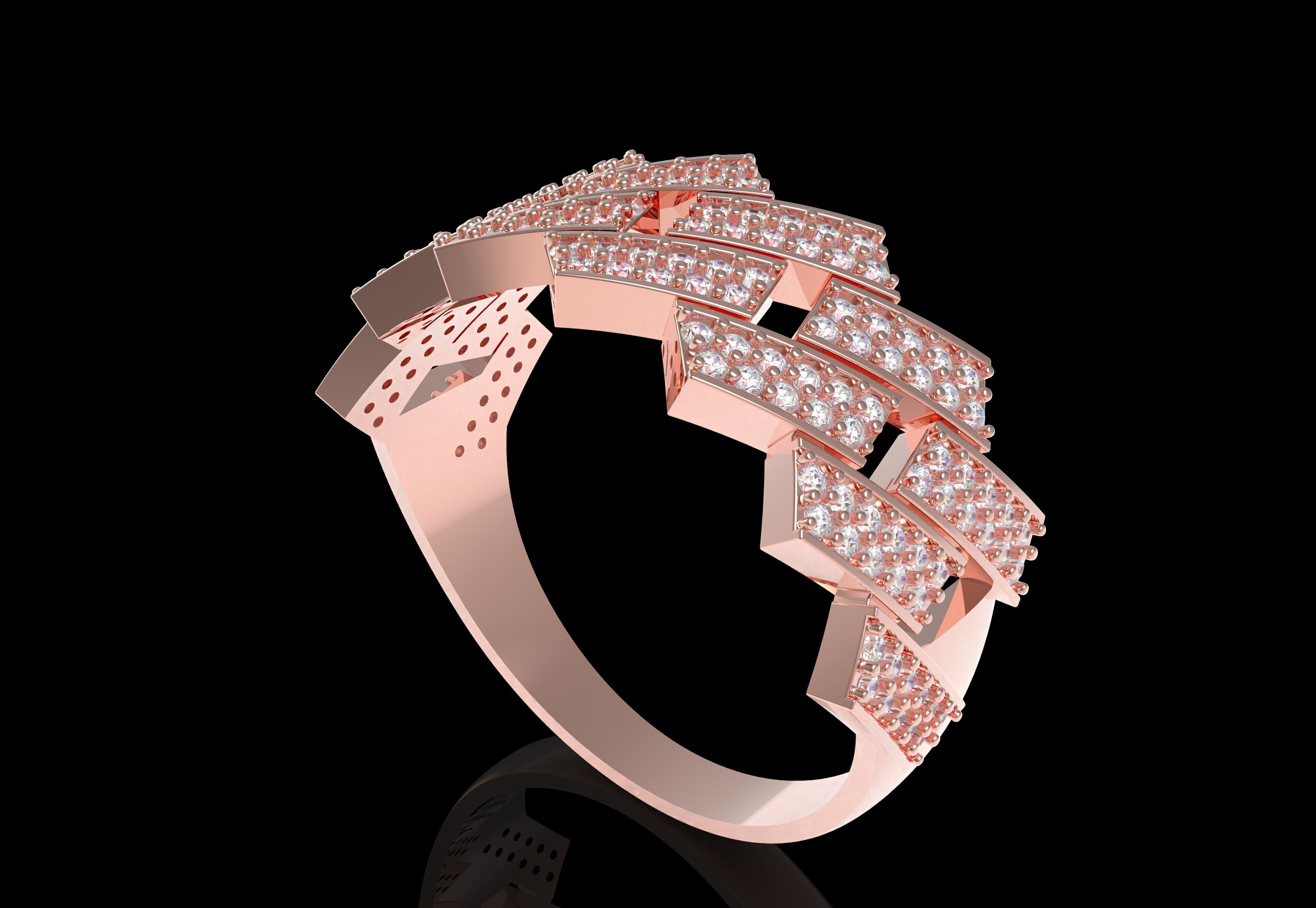 Cuban Link Diamond Ring 3D print model_12
