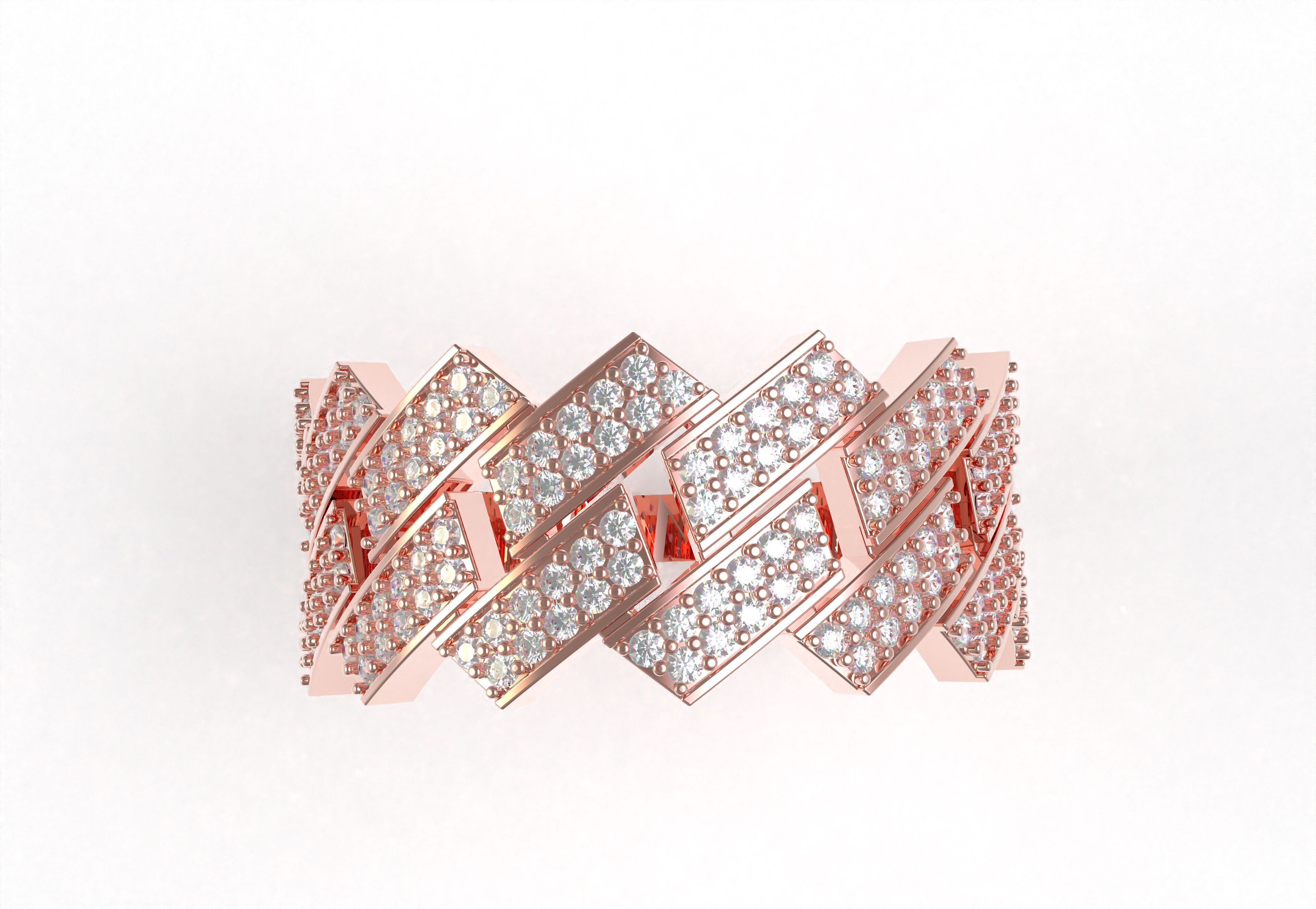 Cuban Link Diamond Ring 3D print model_15