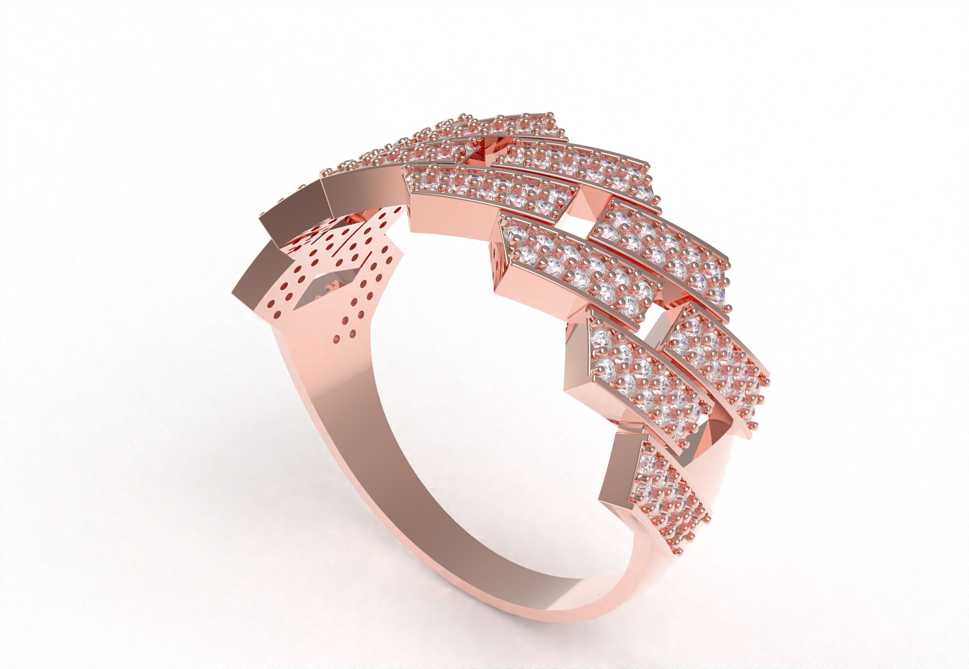 Cuban Link Diamond Ring 3D print model_17