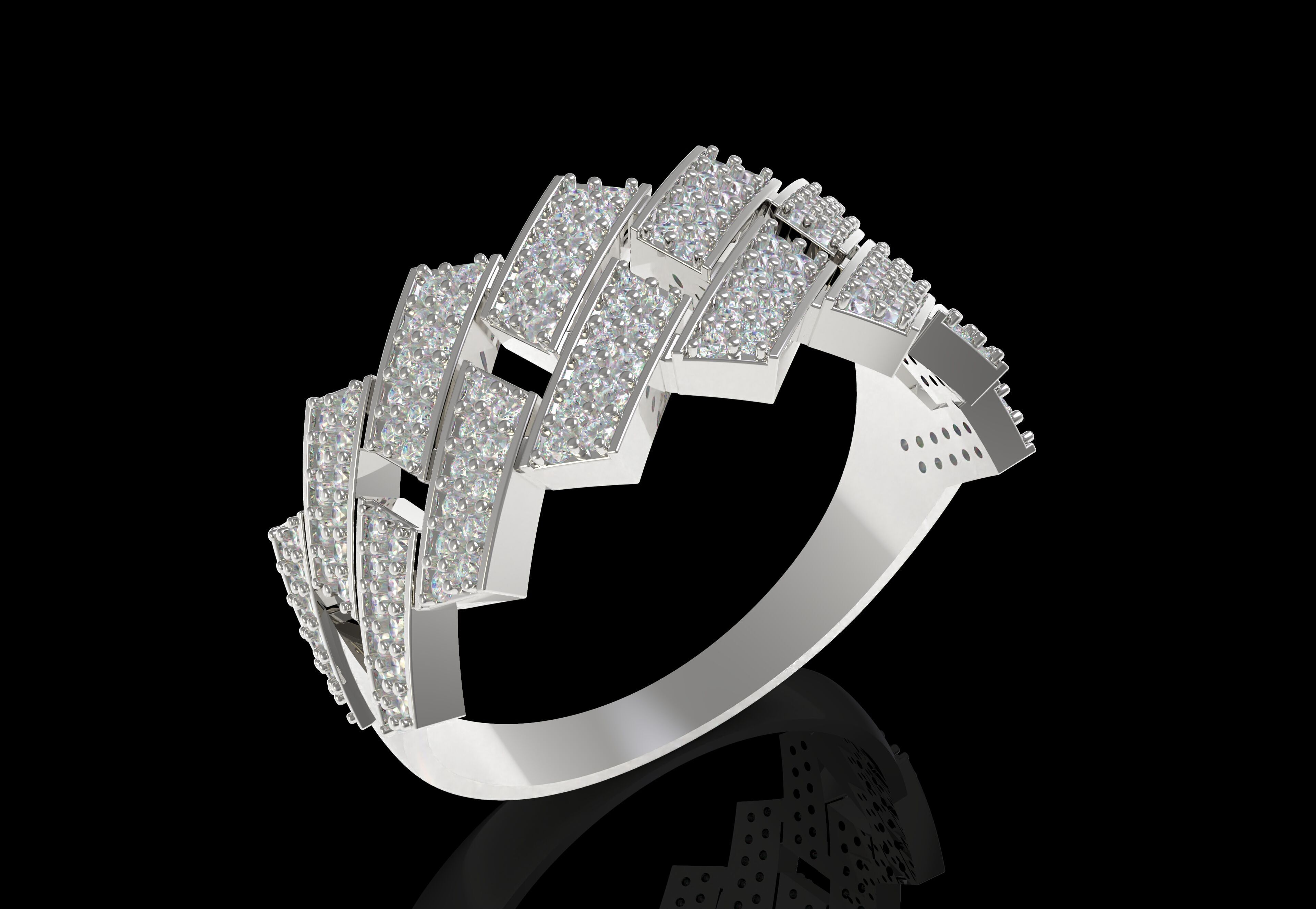 Cuban Link Diamond Ring 3D print model_28