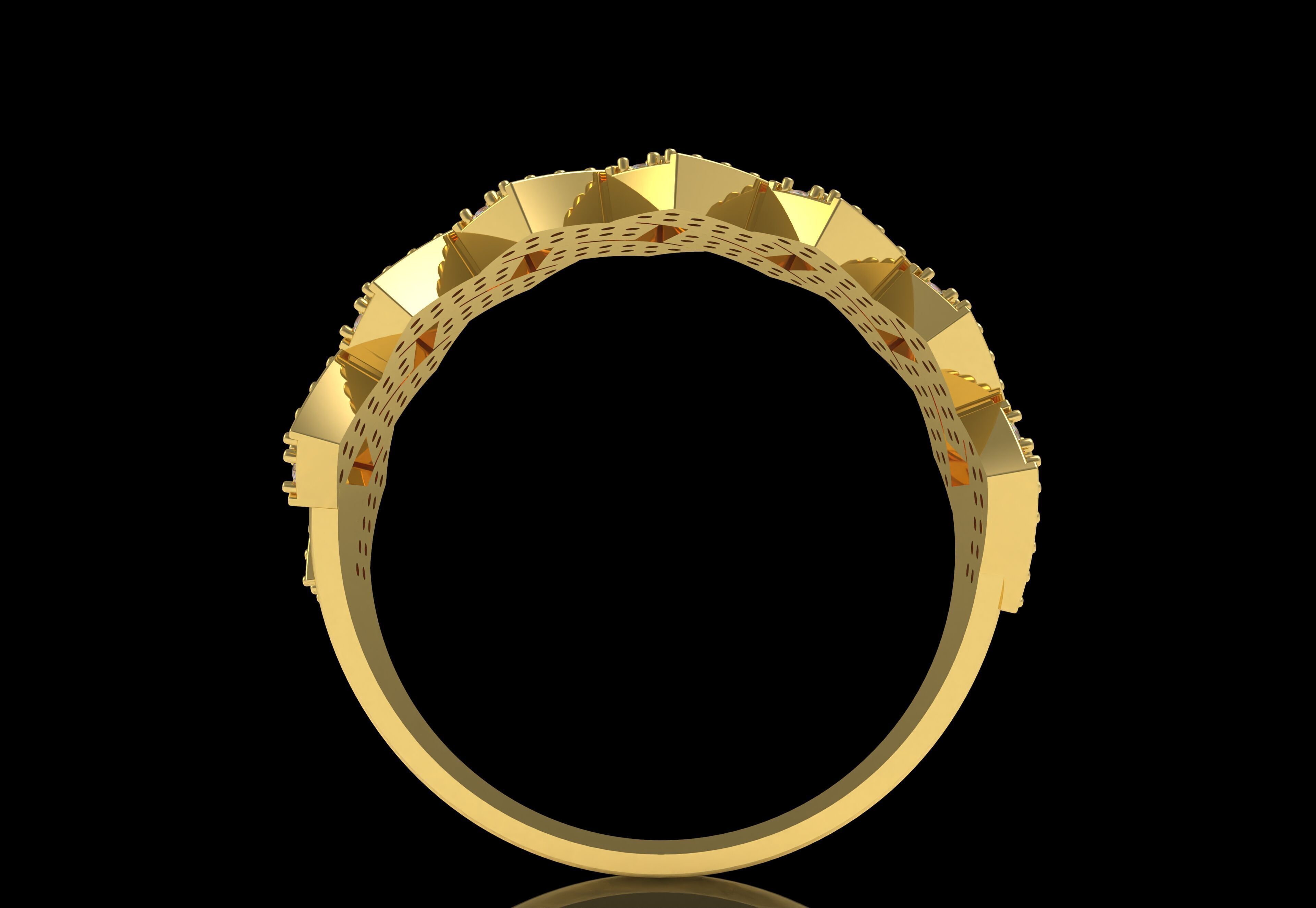 Cuban Link Diamond Ring 3D print model_9