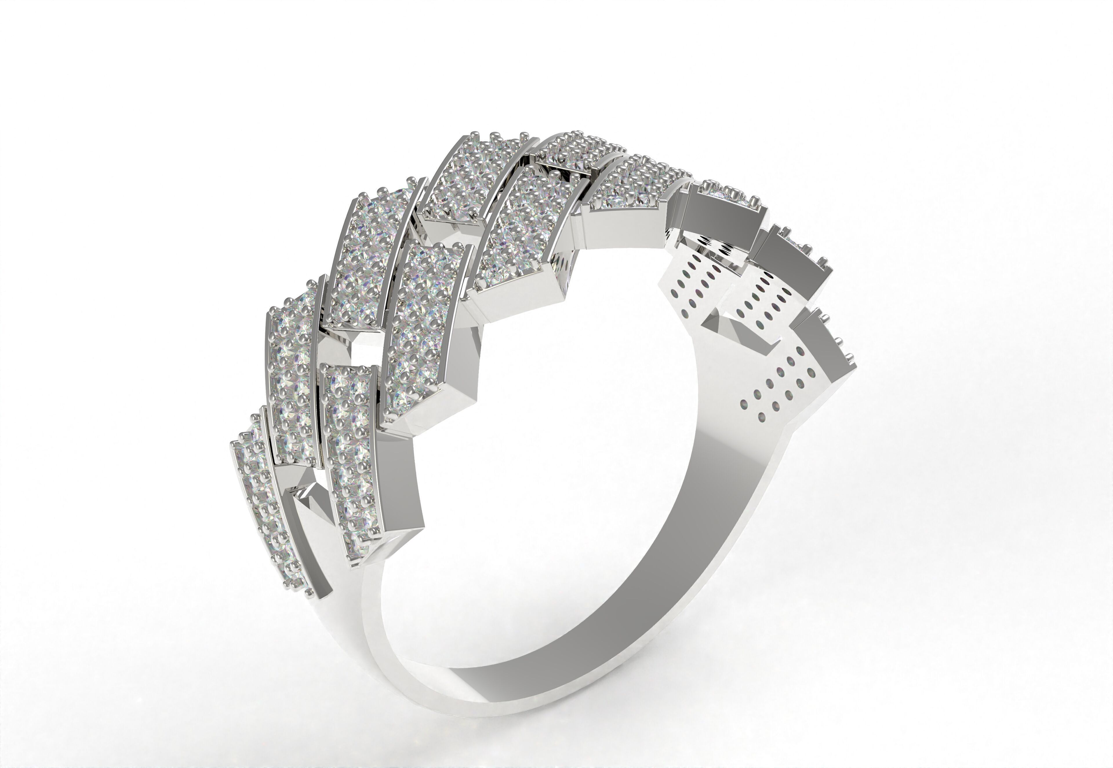Cuban Link Diamond Ring 3D print model_22