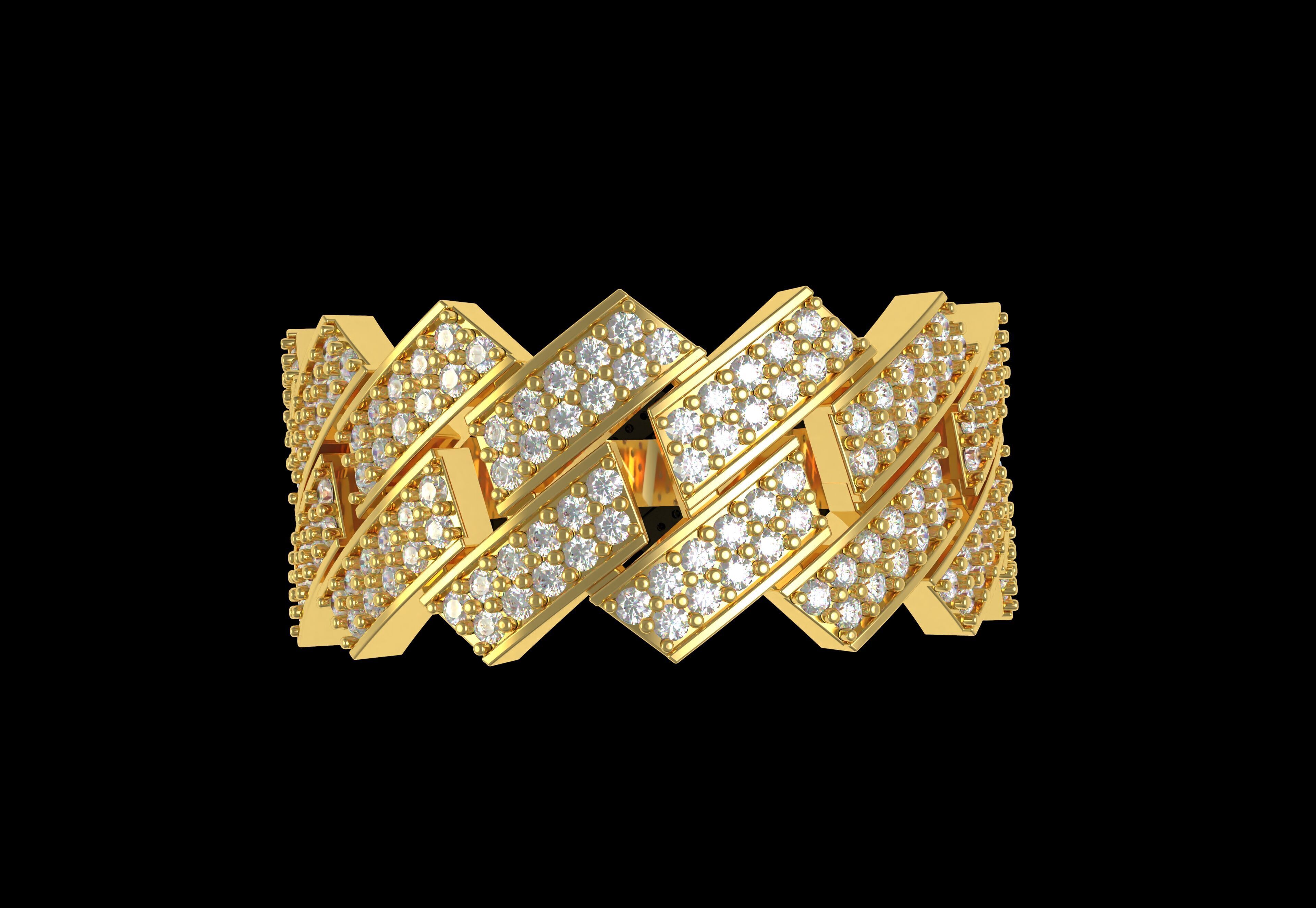 Cuban Link Diamond Ring 3D print model_5
