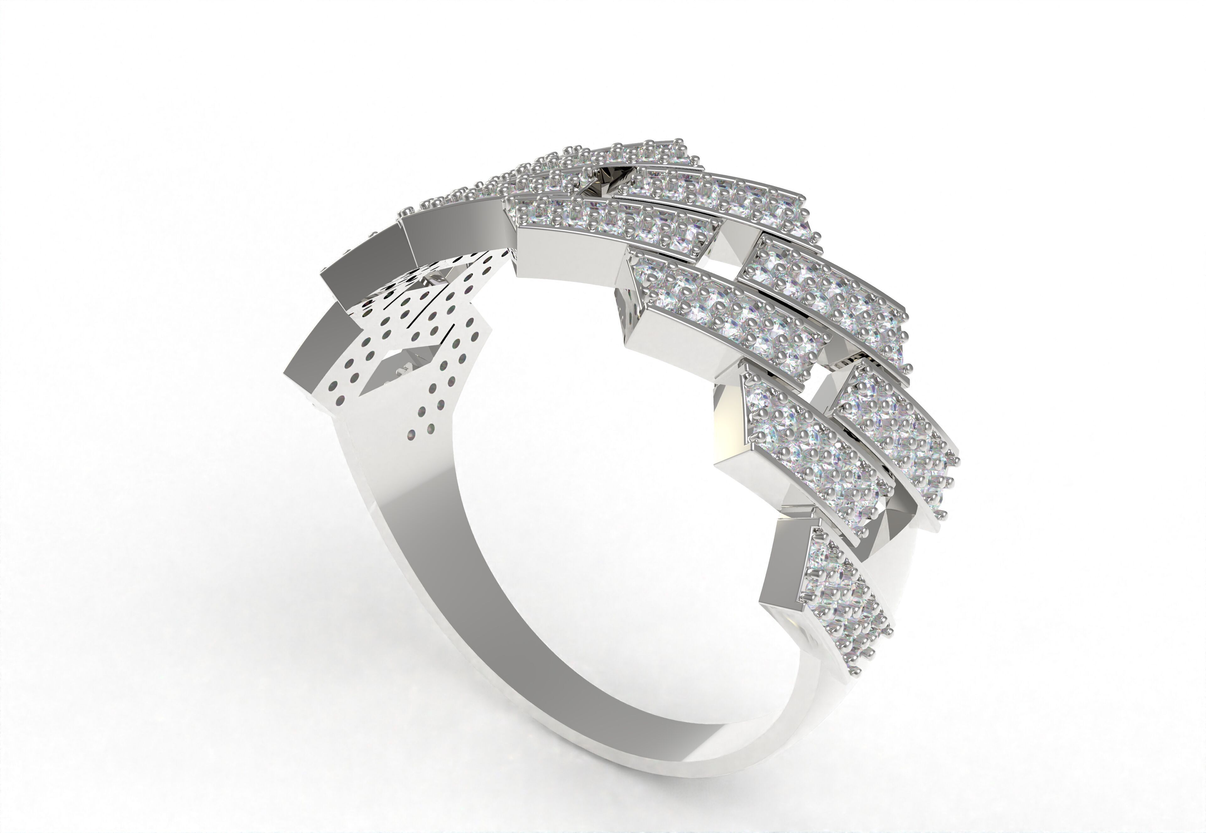 Cuban Link Diamond Ring 3D print model_23