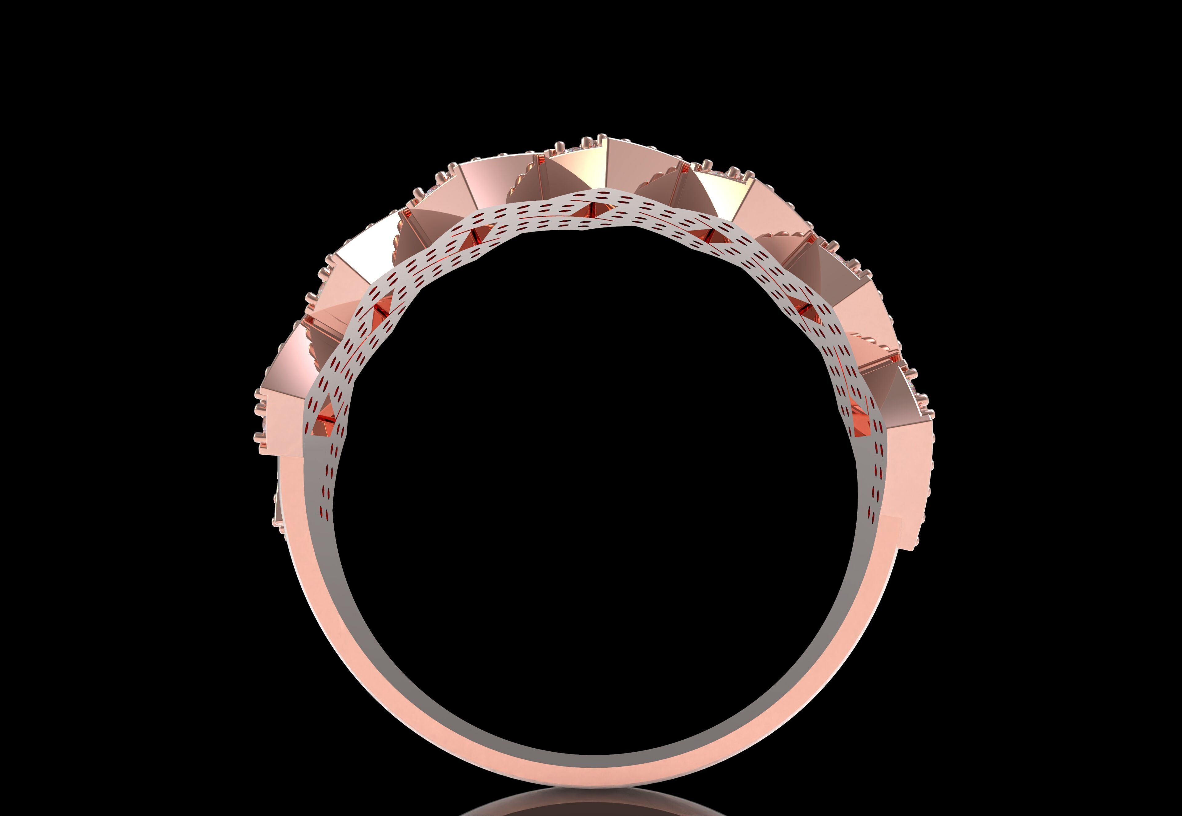 Cuban Link Diamond Ring 3D print model_10