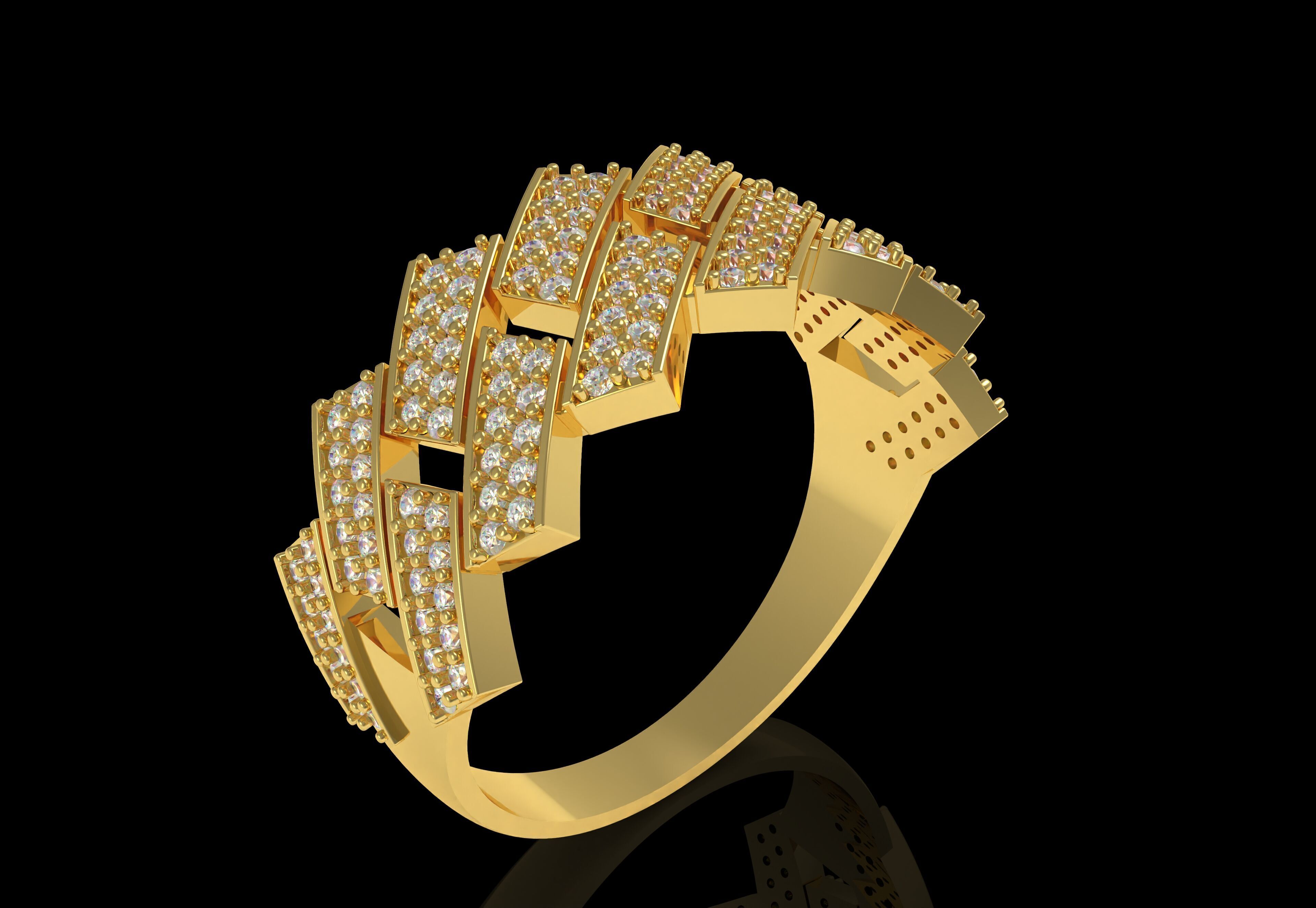 Cuban Link Diamond Ring 3D print model_6