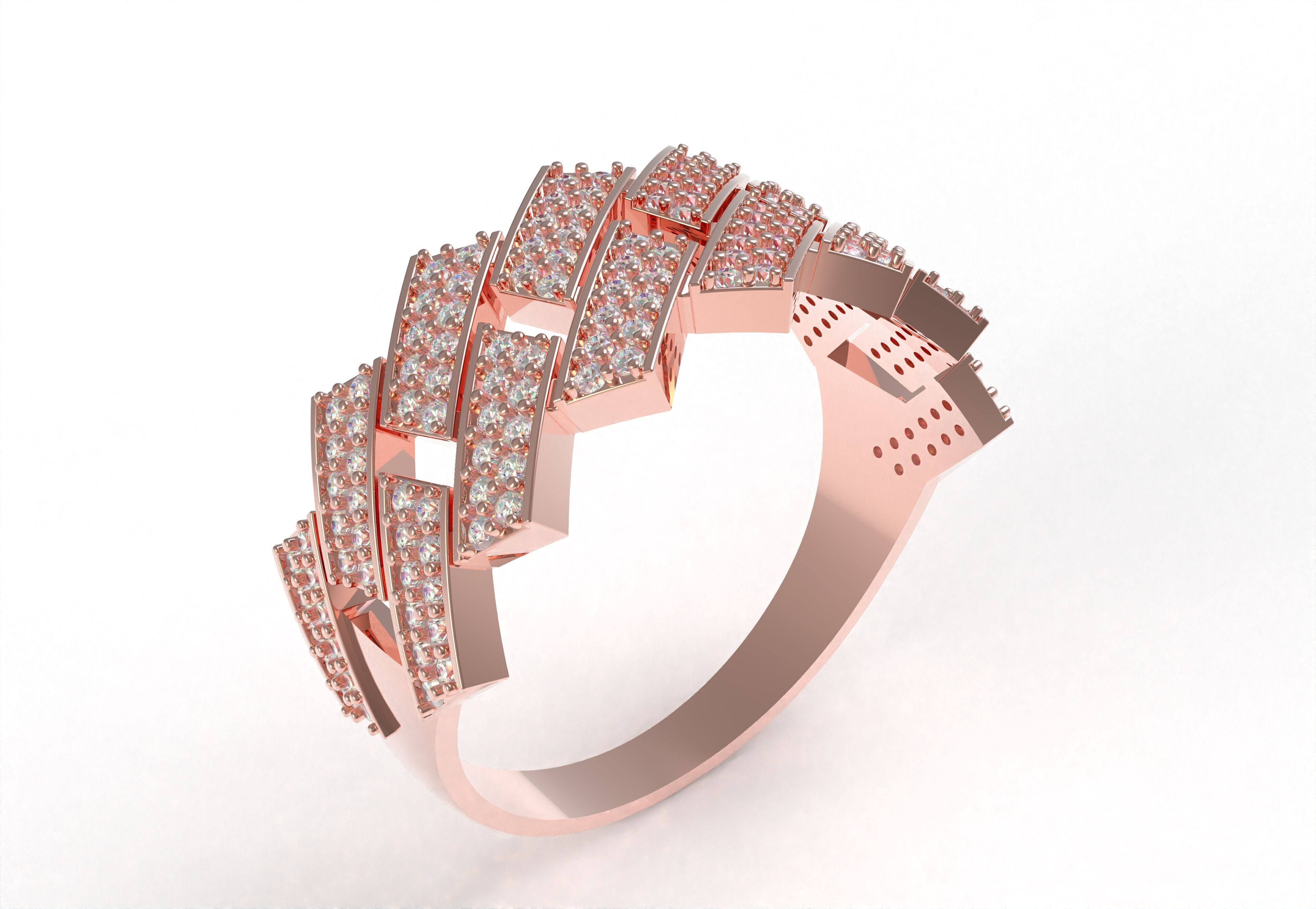 Cuban Link Diamond Ring 3D print model_16