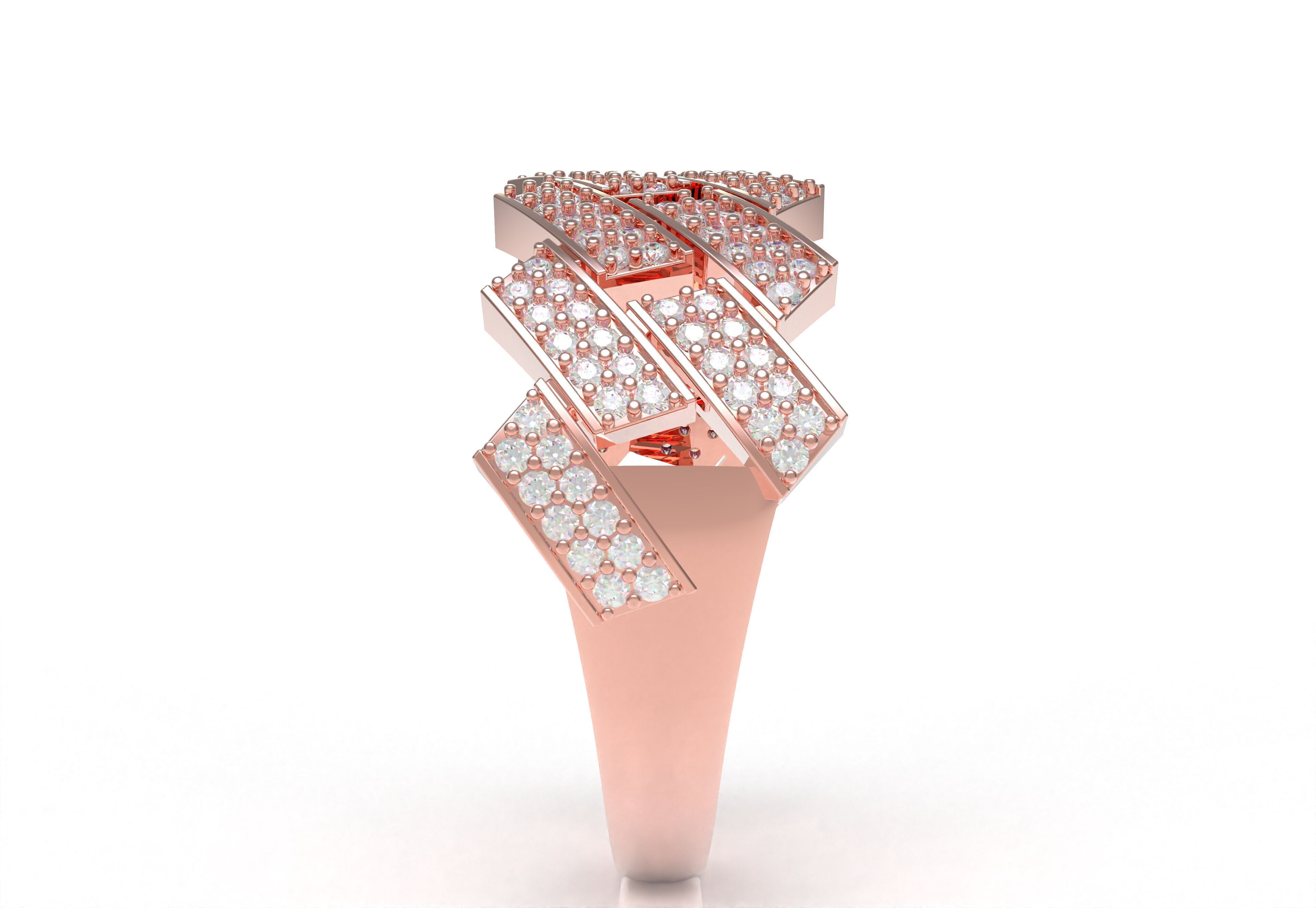 Cuban Link Diamond Ring 3D print model_19