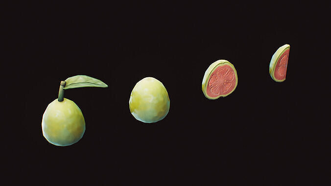 Stylized Fruit Guava Game-Ready Low-poly 3D model