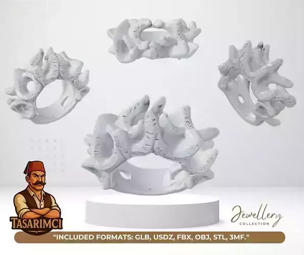 Ottoman Sultan Ring  3D Jewelry Model 3D print model