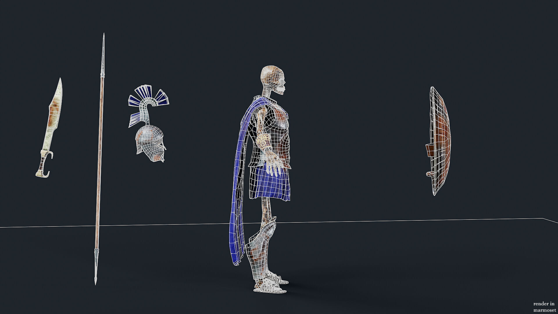 SKELETON SPARTAN ROYAL  Low-poly 3D model_8