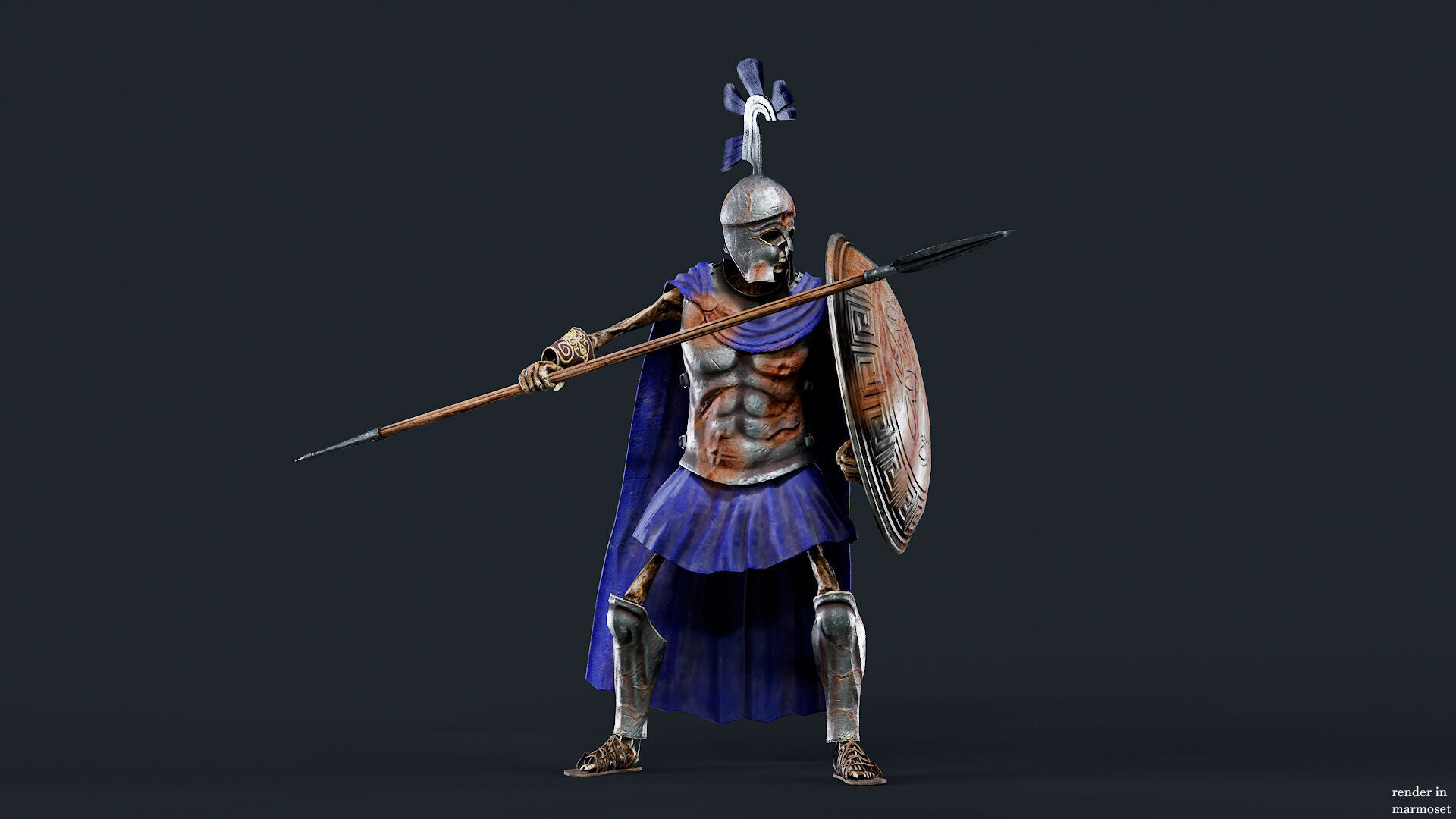 SKELETON SPARTAN ROYAL  Low-poly 3D model_3