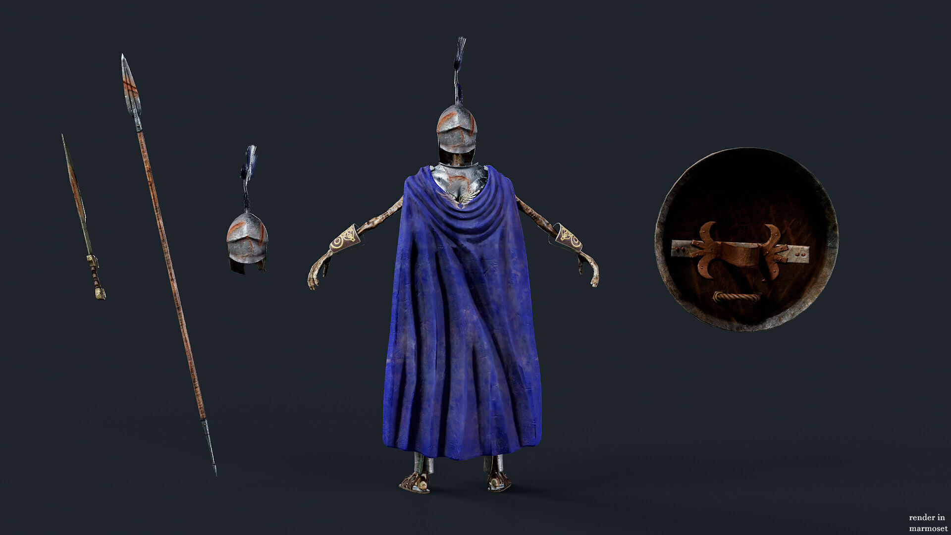 SKELETON SPARTAN ROYAL  Low-poly 3D model_5