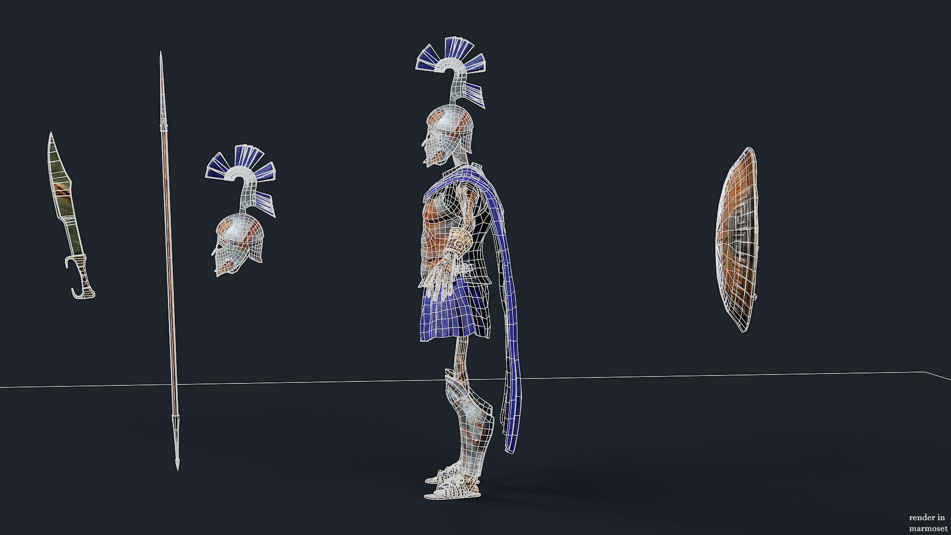 SKELETON SPARTAN ROYAL  Low-poly 3D model_11