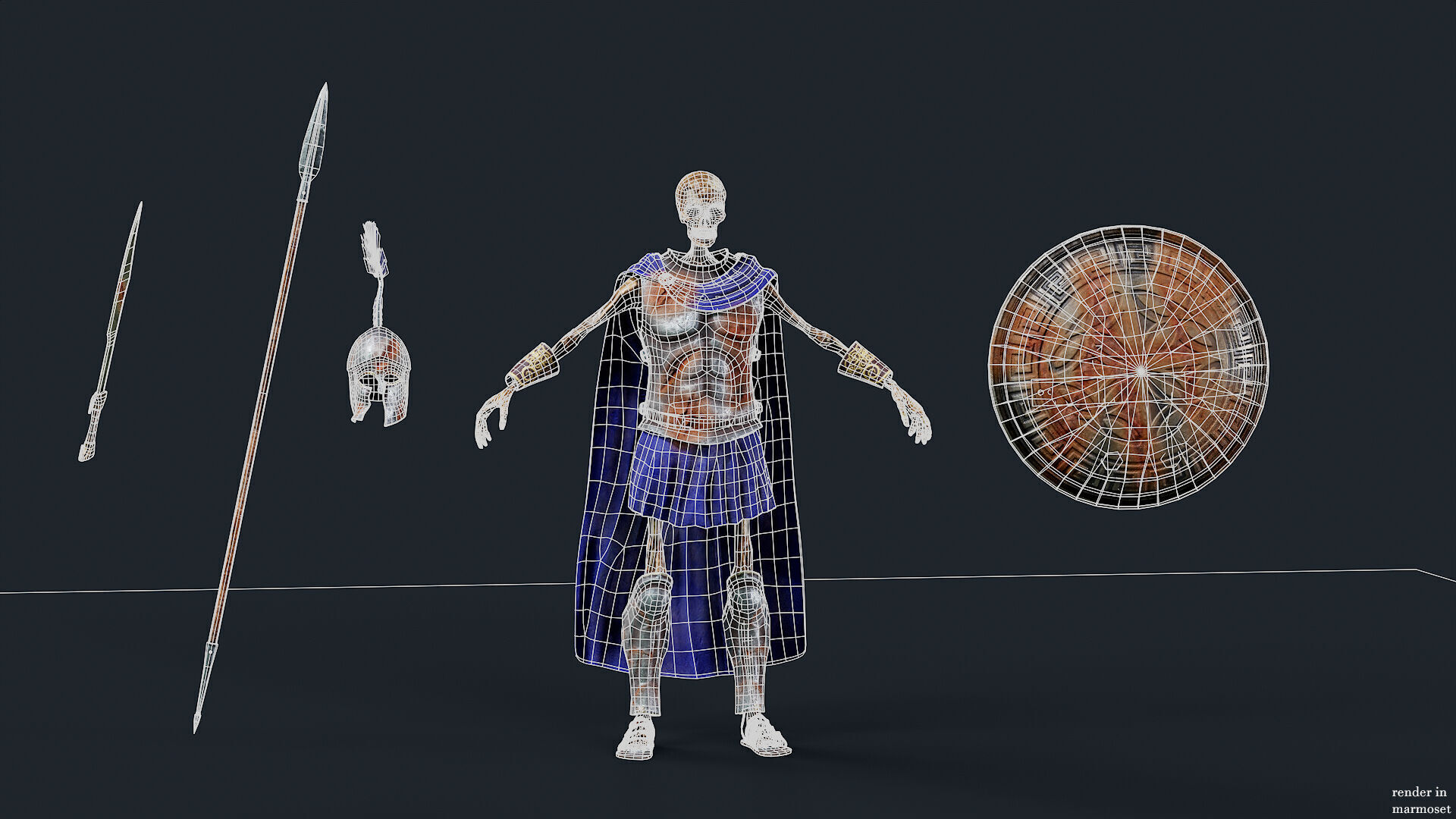 SKELETON SPARTAN ROYAL  Low-poly 3D model_10