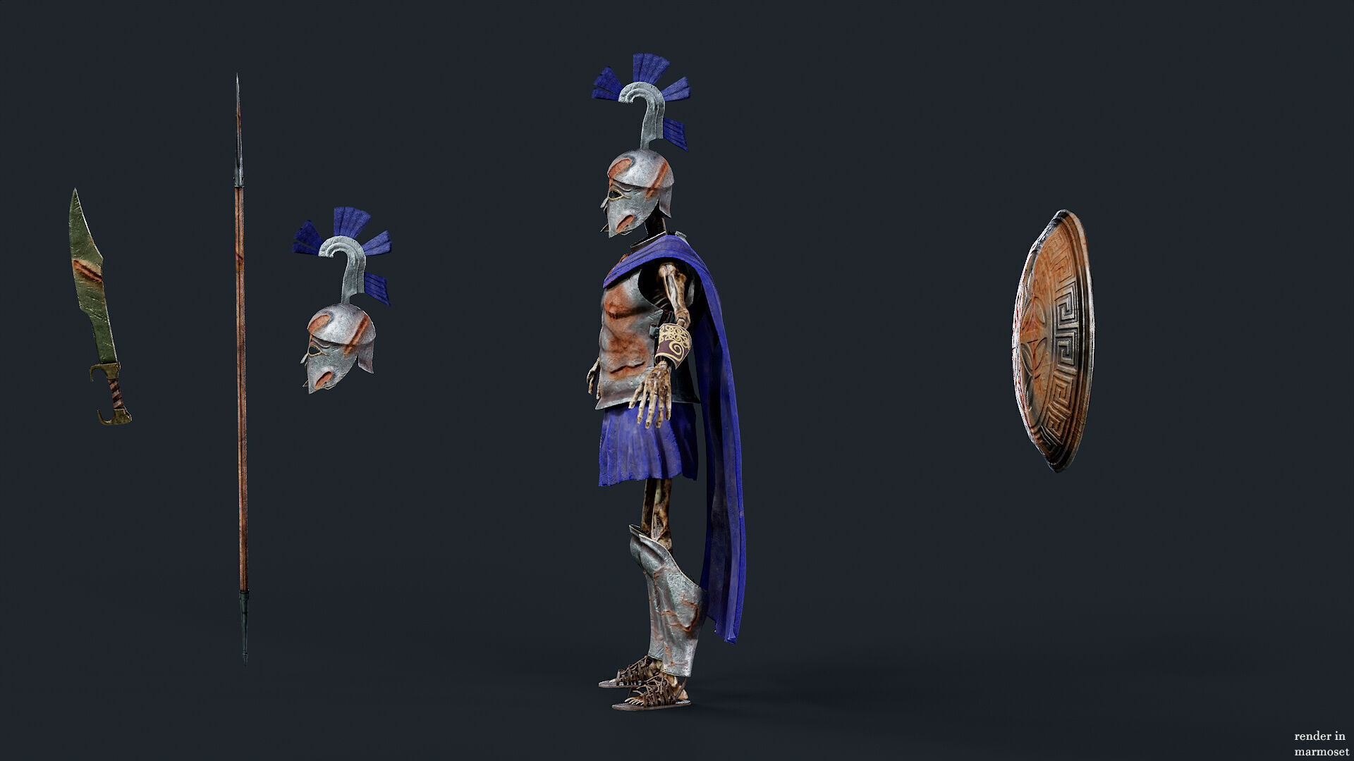 SKELETON SPARTAN ROYAL  Low-poly 3D model_4
