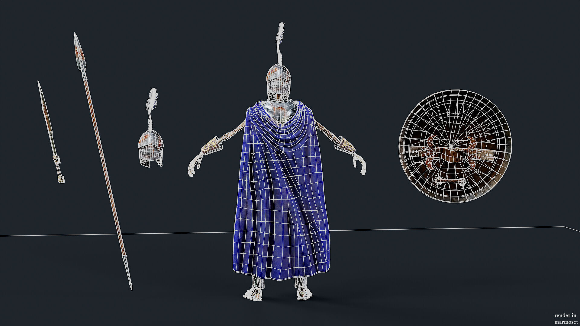 SKELETON SPARTAN ROYAL  Low-poly 3D model_9