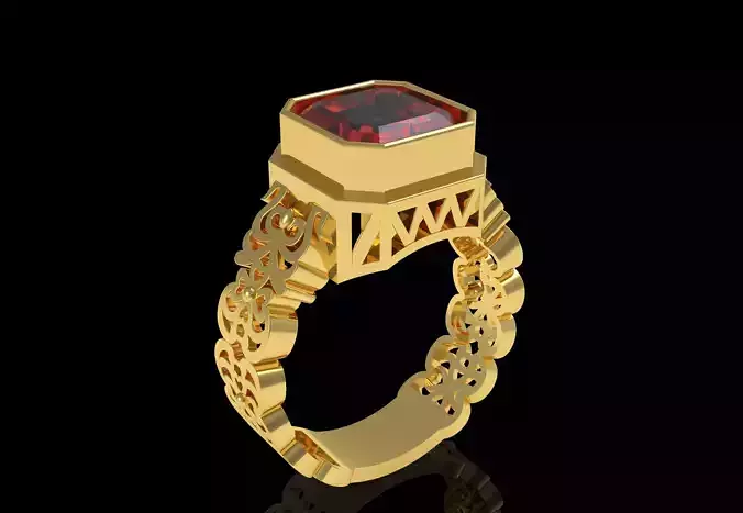 Ruby Emerald Stone Cocktail Ring