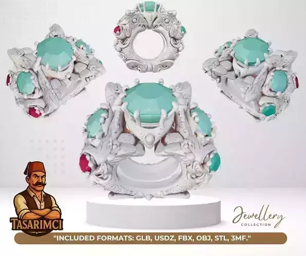 Ottoman Sultan Ring V2  Historic Elegance in Digital Form 3D print model