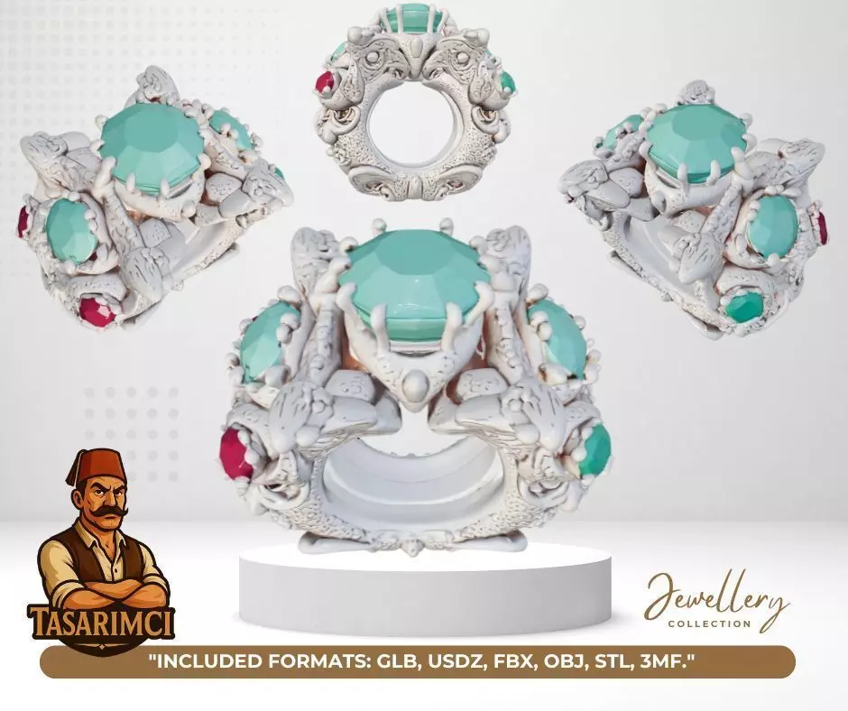 Ottoman Sultan Ring V2 Historic Elegance in Digital Form 3D print model_0
