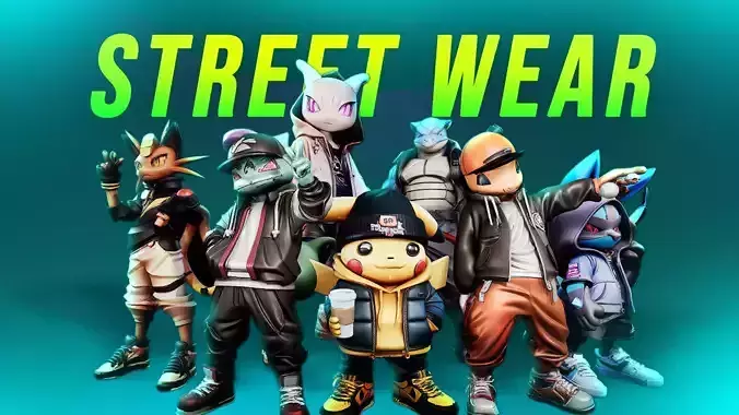 POKEMON IN STREETWEAR 3D MODELS 7 MODELS