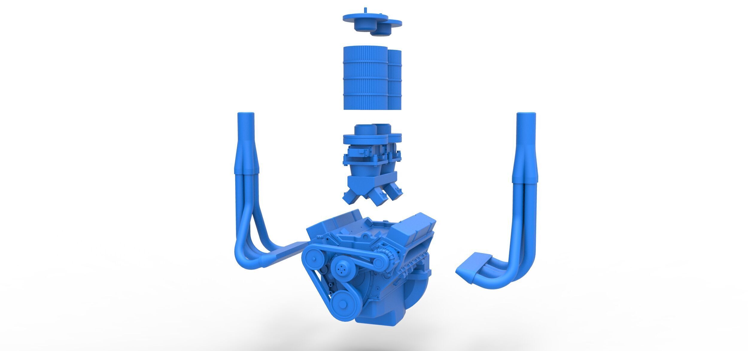 Engine of Vintage Small block Pulling tractor Scale 1 to 25 3D print model_11