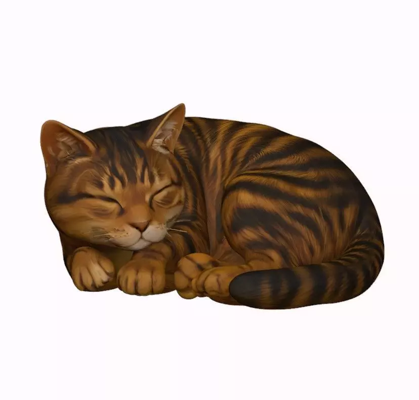 Sleeping Cat Realistic Resting Pose Figurine 3D print model