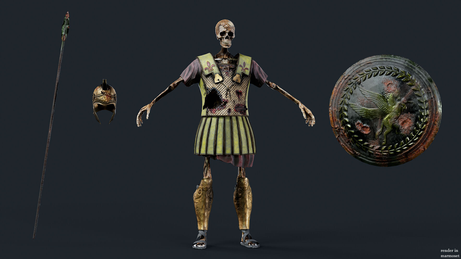 SKELETON Perioikoi Low-poly 3D model_8