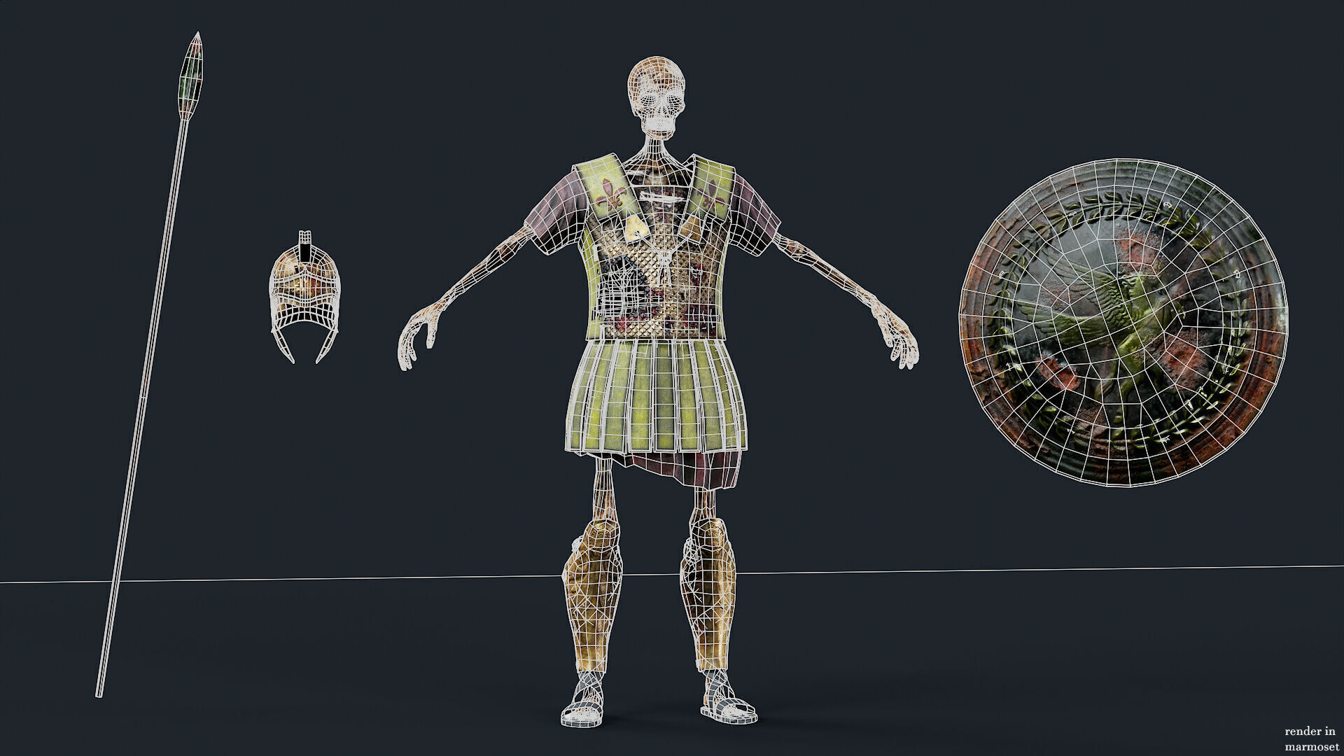 SKELETON Perioikoi Low-poly 3D model_9