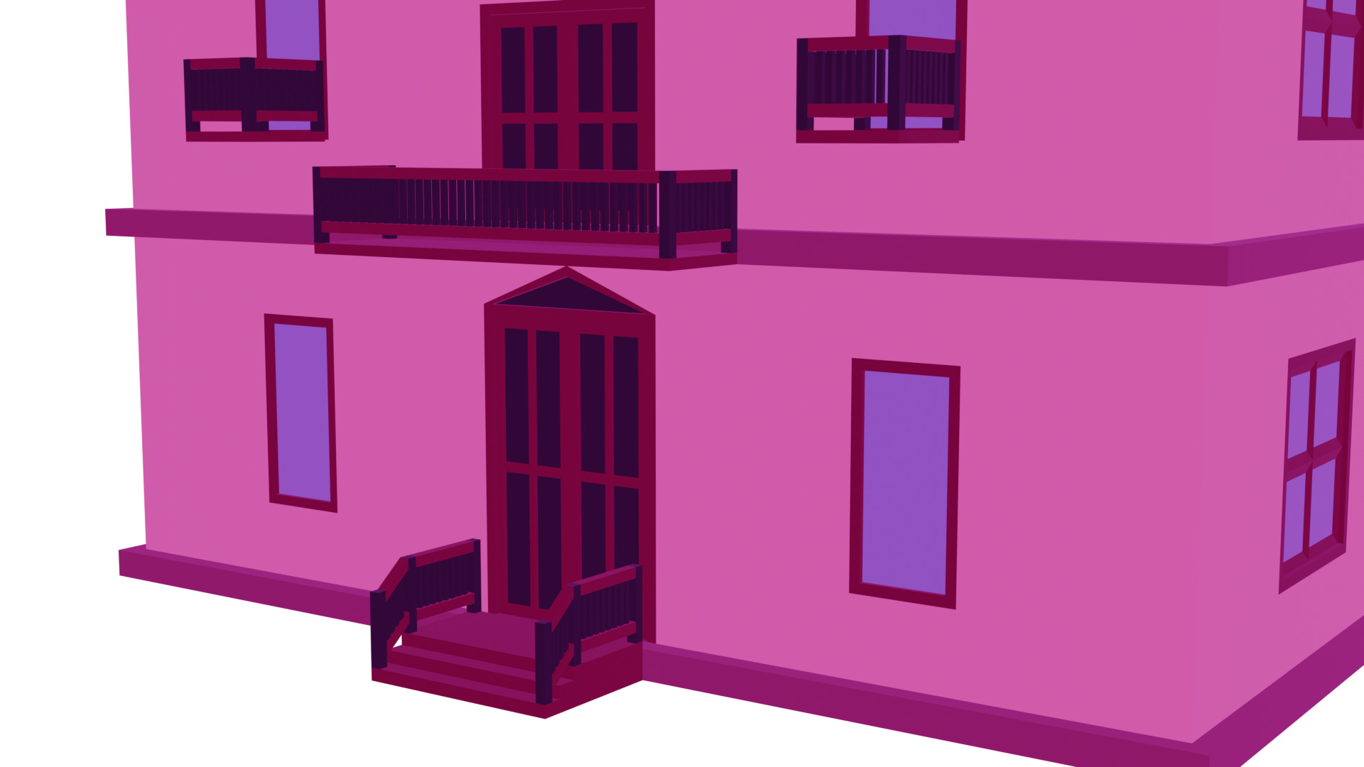 Low-Poly Apartment Building Game Ready 3D Model Low-poly 3D model_3