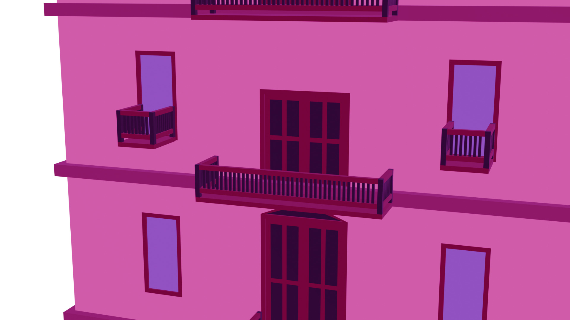 Low-Poly Apartment Building Game Ready 3D Model Low-poly 3D model_4