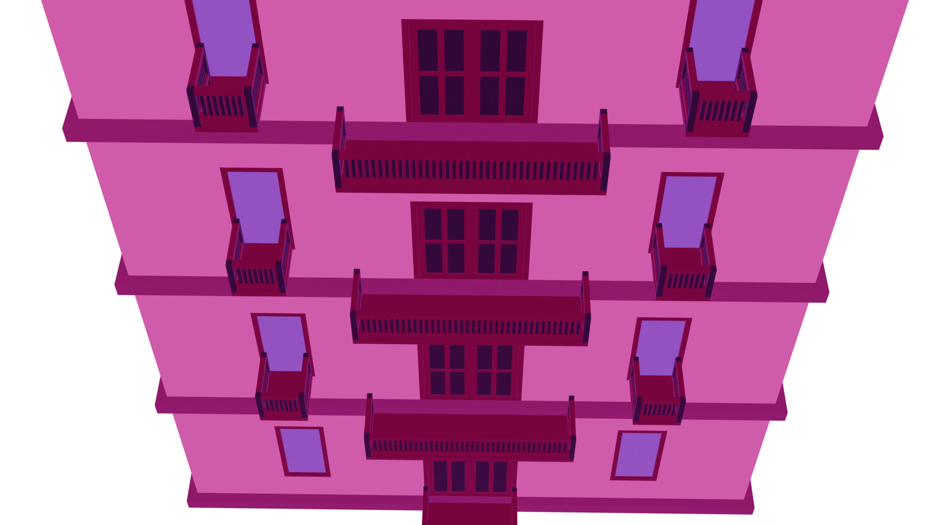 Low-Poly Apartment Building Game Ready 3D Model Low-poly 3D model_5