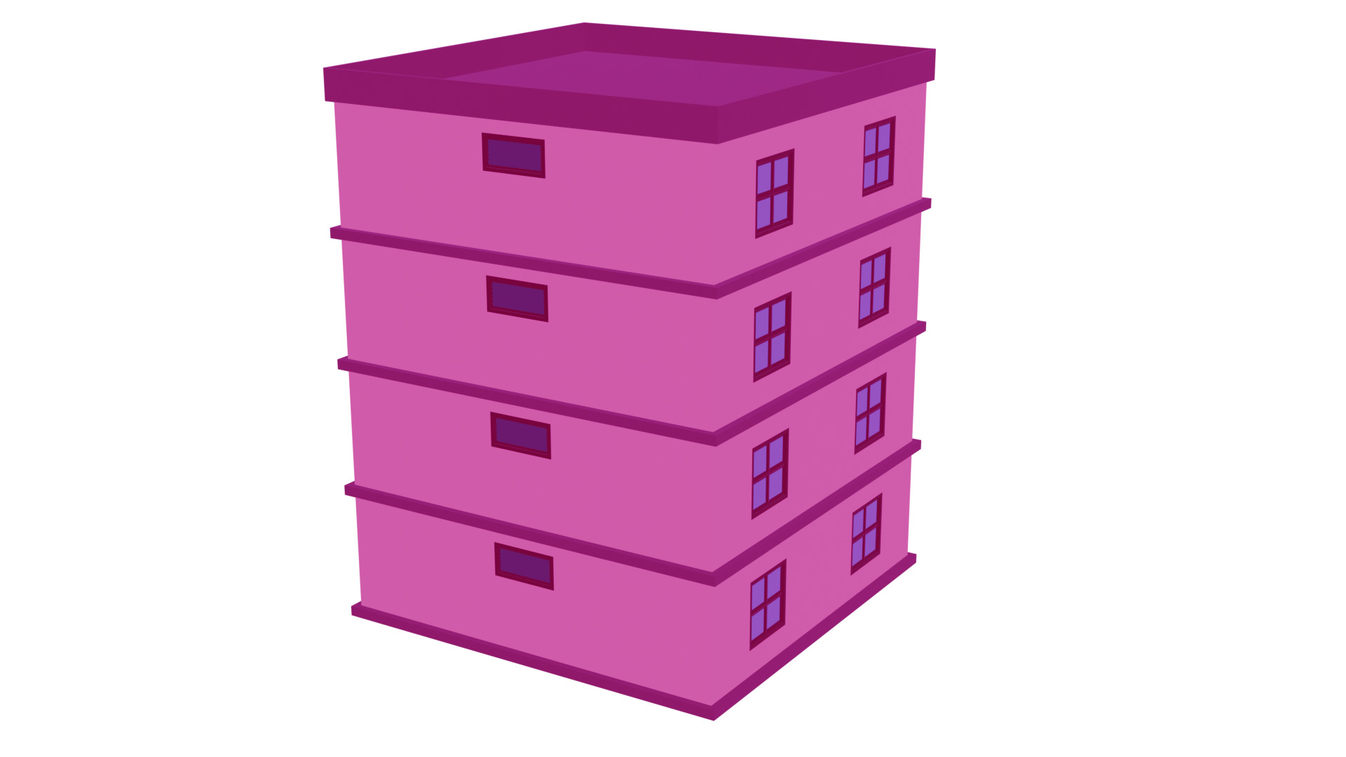 Low-Poly Apartment Building Game Ready 3D Model Low-poly 3D model_6