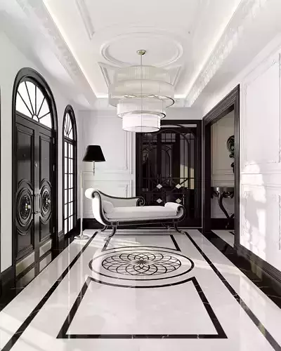 Black White Classic Interior 3ds Max Corona Renderer Scene Low-poly 3D model