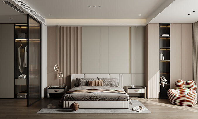 Modern living room scene 3D model 5