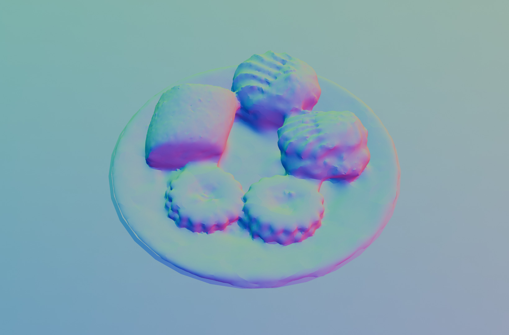 Realistic Plate of Cakes  Dessert Food 3D Model Low-poly 3D model_12