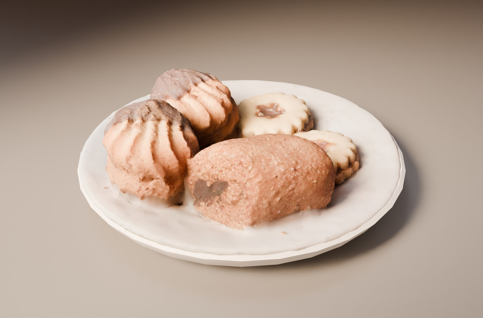 Realistic Plate of Cakes  Dessert Food 3D Model Low-poly 3D model_4