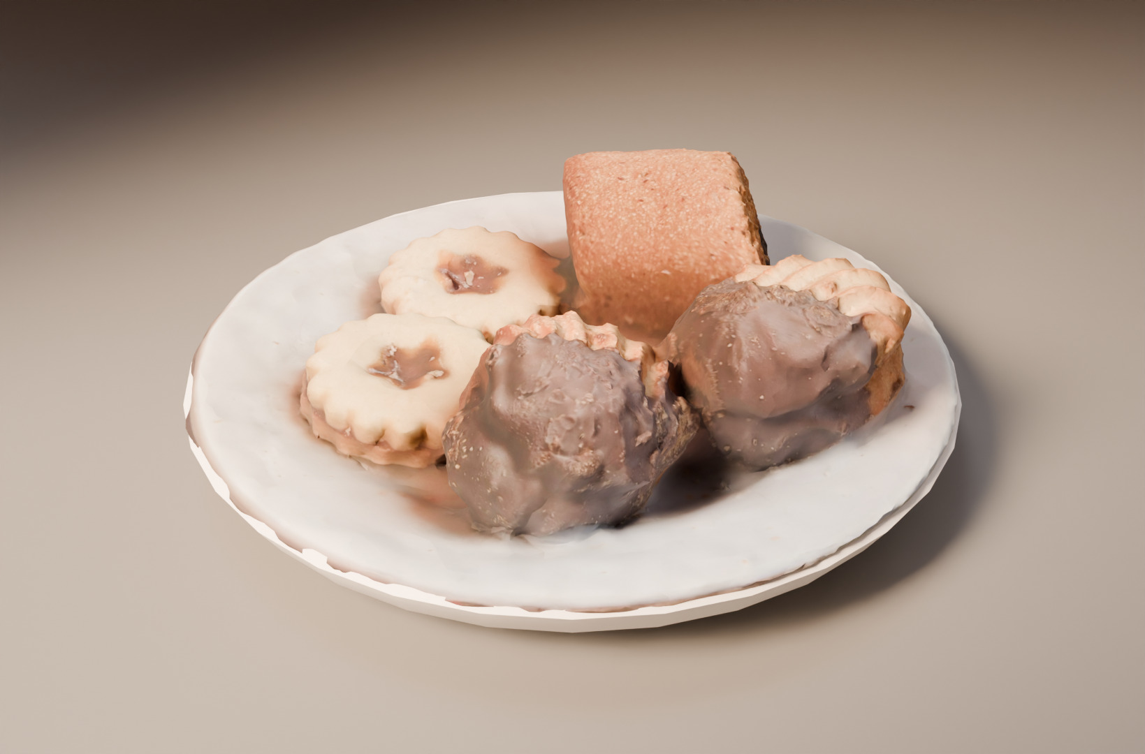 Realistic Plate of Cakes  Dessert Food 3D Model Low-poly 3D model_7