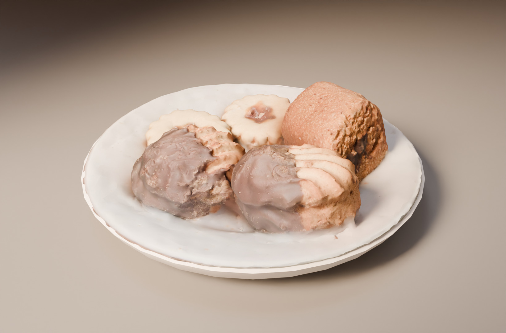 Realistic Plate of Cakes  Dessert Food 3D Model Low-poly 3D model_6