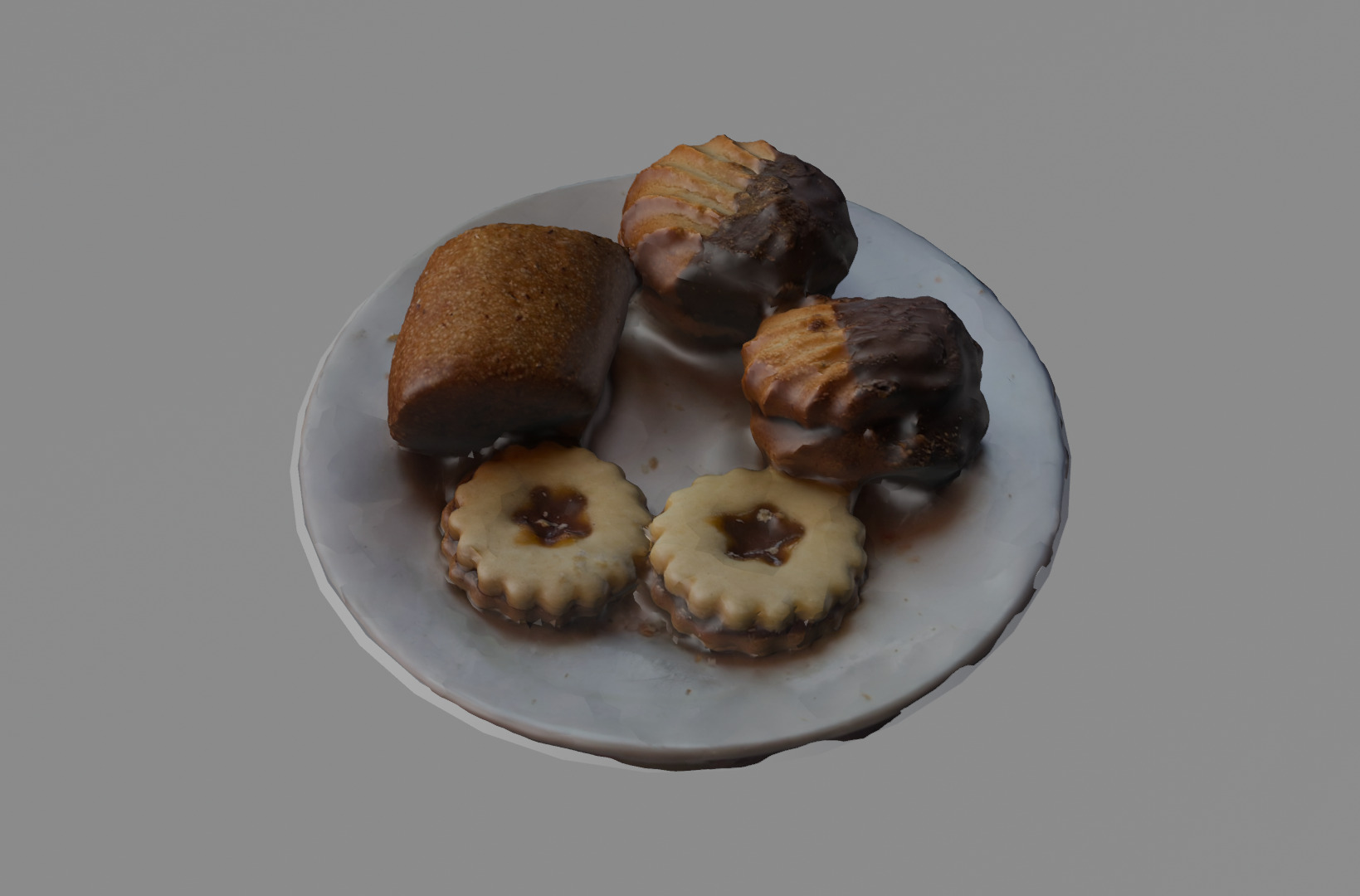 Realistic Plate of Cakes  Dessert Food 3D Model Low-poly 3D model_11