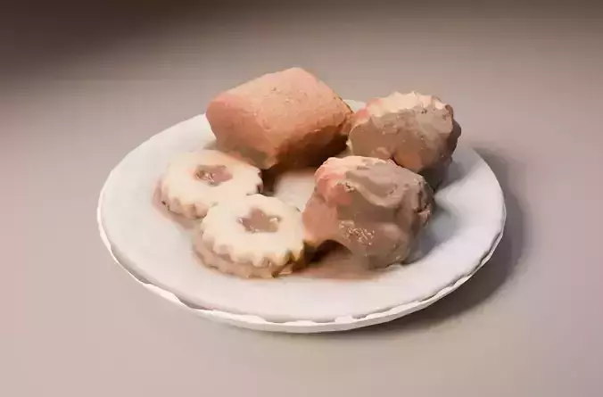 Realistic Plate of Cakes  Dessert Food 3D Model