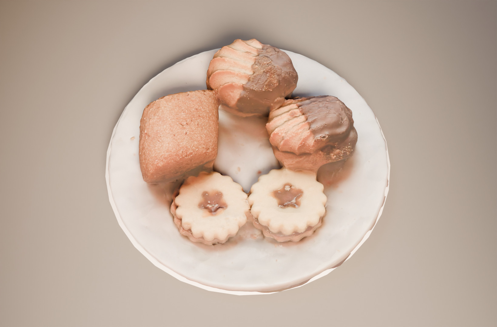 Realistic Plate of Cakes  Dessert Food 3D Model Low-poly 3D model_9